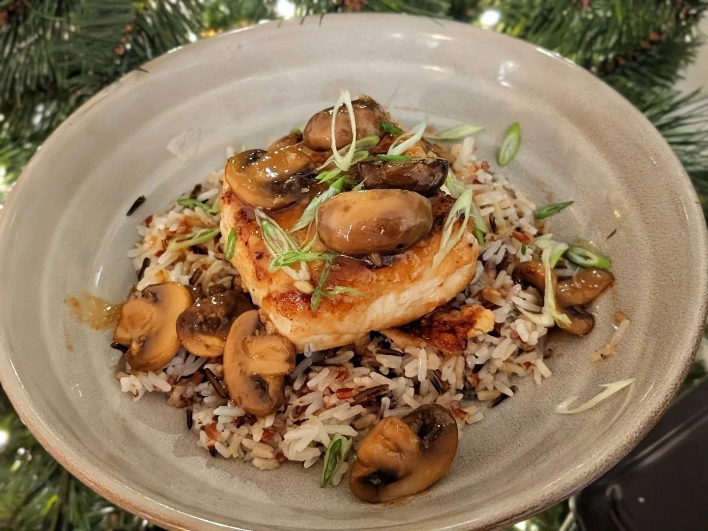 Our customers enjoy sharing their thoughts on specials and the halibut was a hit! It&rsquo;s been requested so much that we are running again this weekend!

Seared halibut with miso glazed mushrooms and rice pilaf. 

Chocolate pie for dessert 🍮 

#d