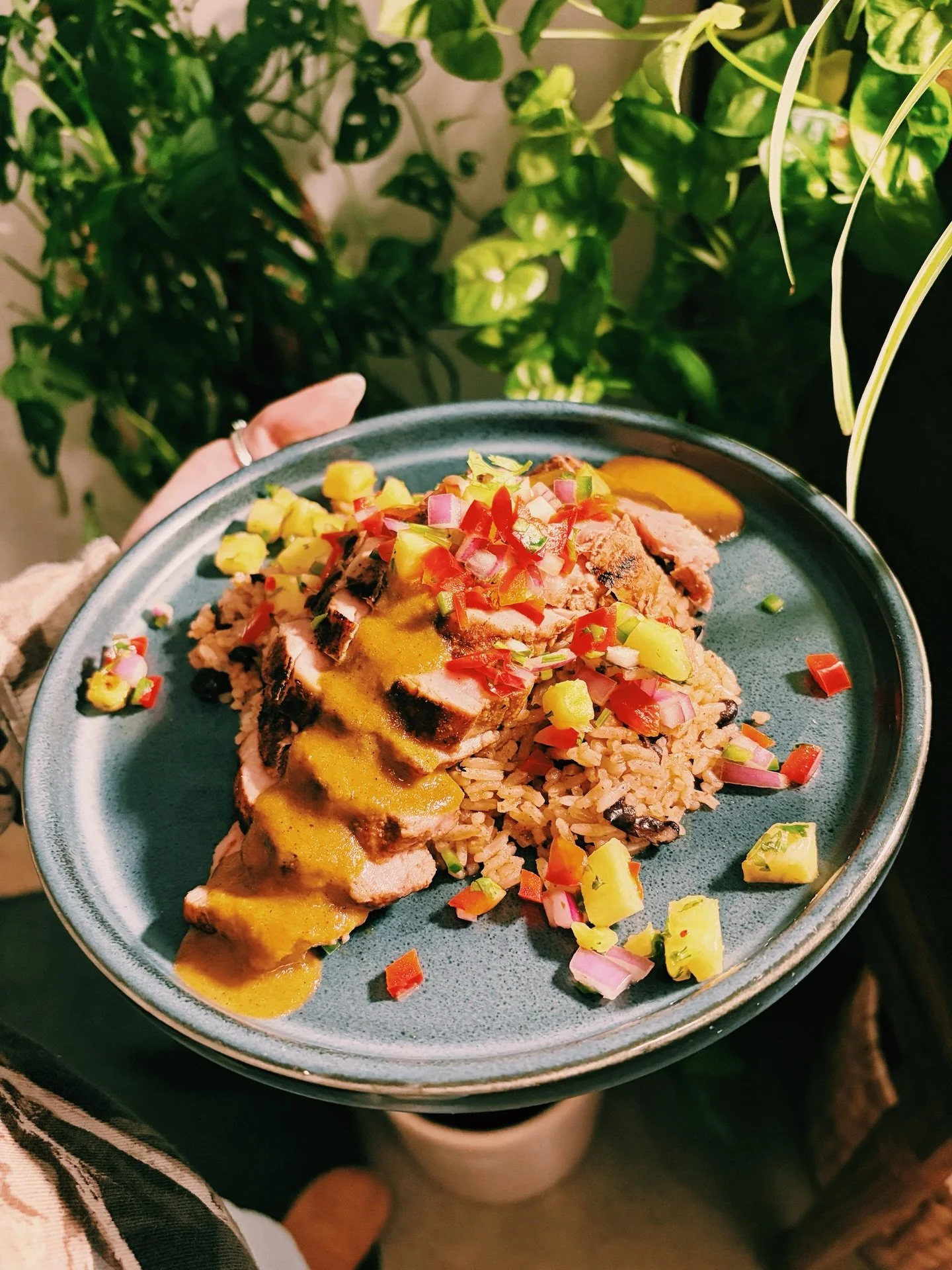 Weekend Special: grilled pork tenderloin served with Jamaican jerk sauce, dirty rice and fruit salsa

The weather may be calling for more snow but we&rsquo;re feeling tropical 🏝️ 

#weekend #special #spring #uppersandusky