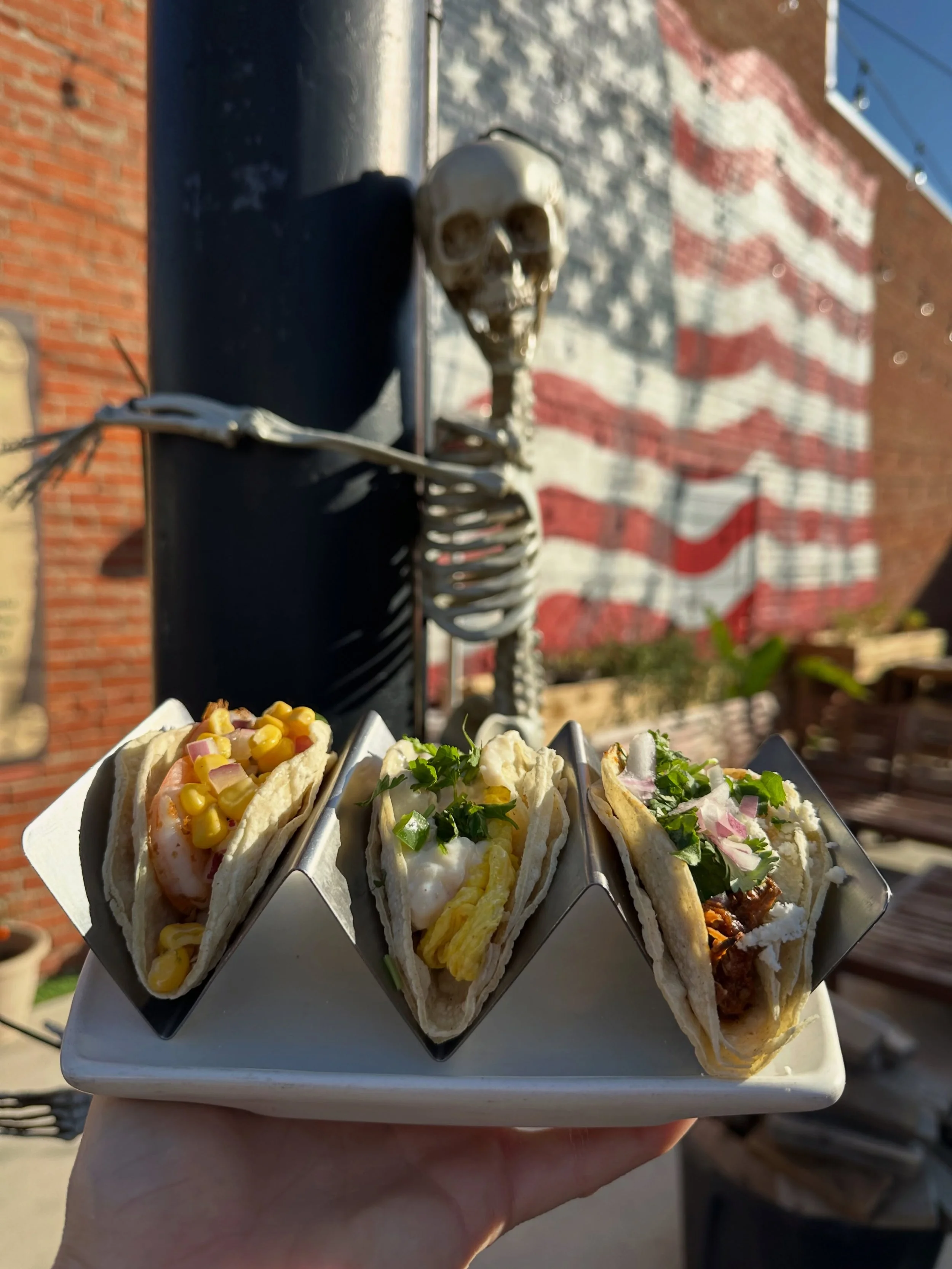 Sunny and a high of 88 today?! We are surprised as you are!

🌮 This beautiful weather pairs best with Taco Tuesday 🌮 
Tacos are $3 ALL day!
- saut&eacute;ed shrimp with corn salsa
- breakfast tacos with scrambled eggs and sausage gravy
- pork tacos