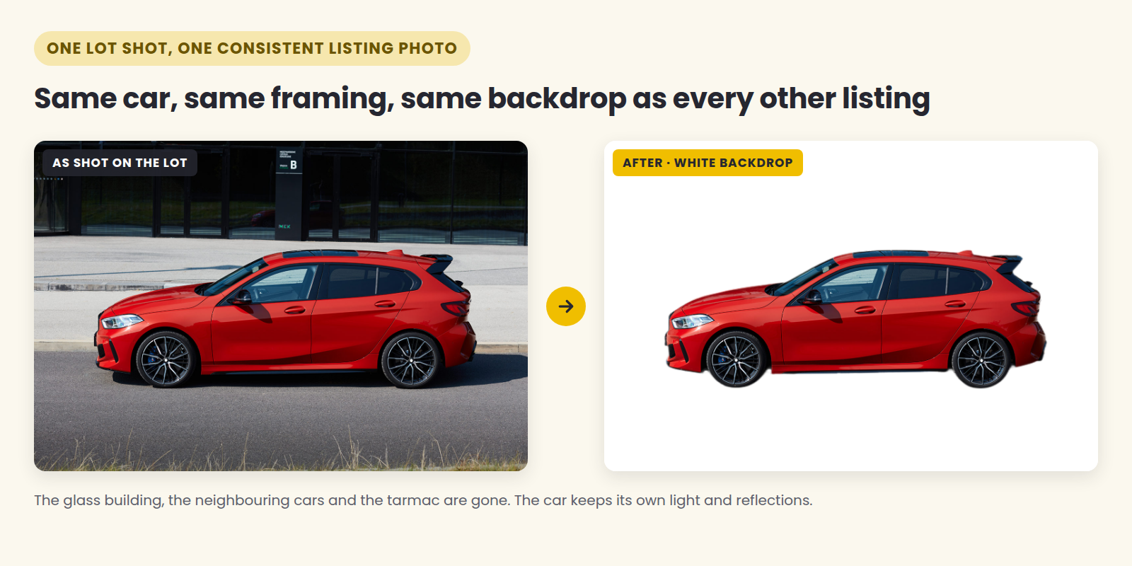 Car background removal before and after