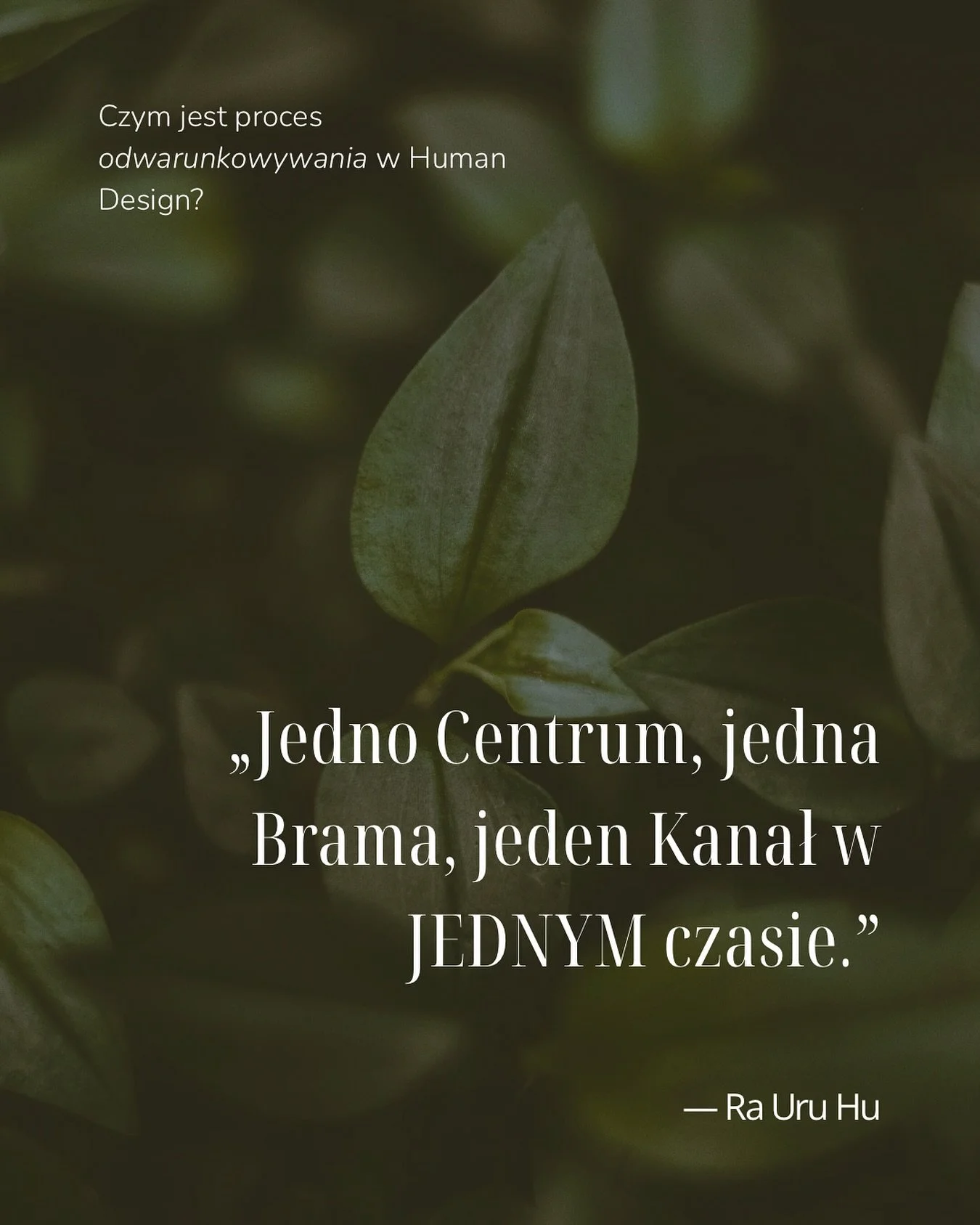 ✨ Ra często wskazywał, że proces odzyskania siebie w Human Design zajmuje 7 lat, minimum 7 lat&hellip; 

Dlaczego tak długo? 

Ponieważ proces odwarunkowywania nie polega na intelektualnym zrozumieniu całego systemu 🧠,
lecz na powolnym ucieleśnianiu