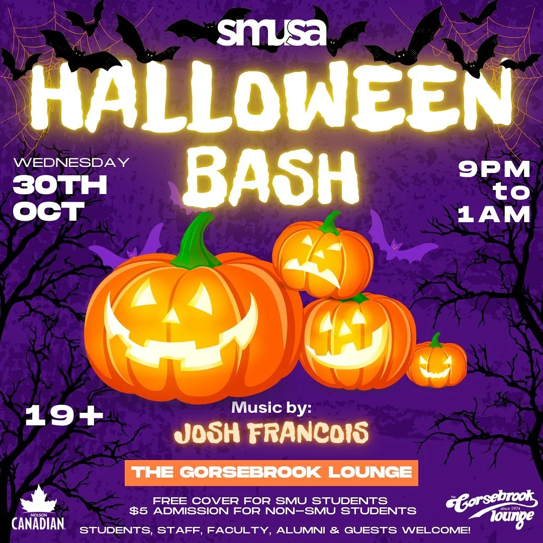 🎃👻 The biggest party of the spooky season is here! It&rsquo;s happening on October 30th from 9PM-1AM in the Gorsebrook Lounge! Dress up, dance the night away, and win some exciting prizes! Remember this is a 19+ event, so grab your friends and get 
