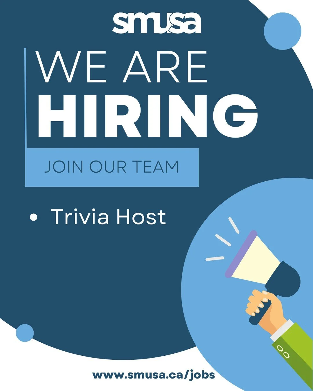 📣 We&rsquo;re on the lookout for a Trivia Host at the Gorsebrook Lounge! 🎤✨⁠
Think you&rsquo;ve got the energy, wit, and charm to keep the crowd entertained?⁠
⁠
🙌 Applications are open now!⁠
🔗 Apply today at smusa.ca/jobs or on Career 360