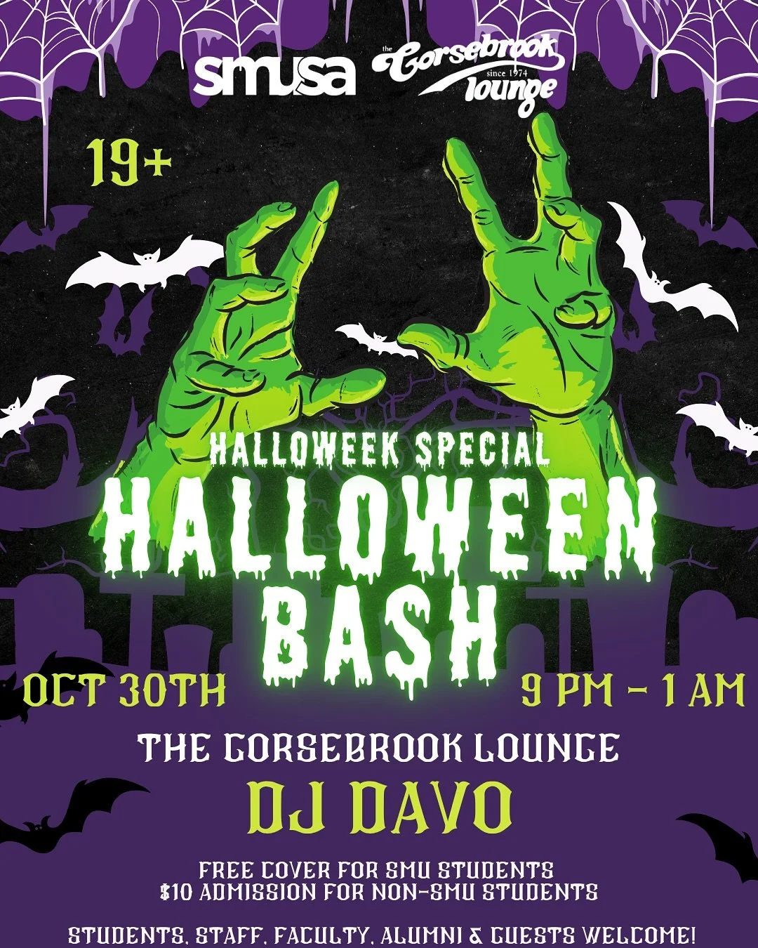 The event of the semester just got spooky. ๐
DJ Davo’s back, the costumes are wild, and the prizes are even wilder. Remember this is a 19+ event, so grab your friends, dress up, and get ready for a hauntingly good time! ๐ป๐ธ๏ธ
๐๏ธ Get your tic