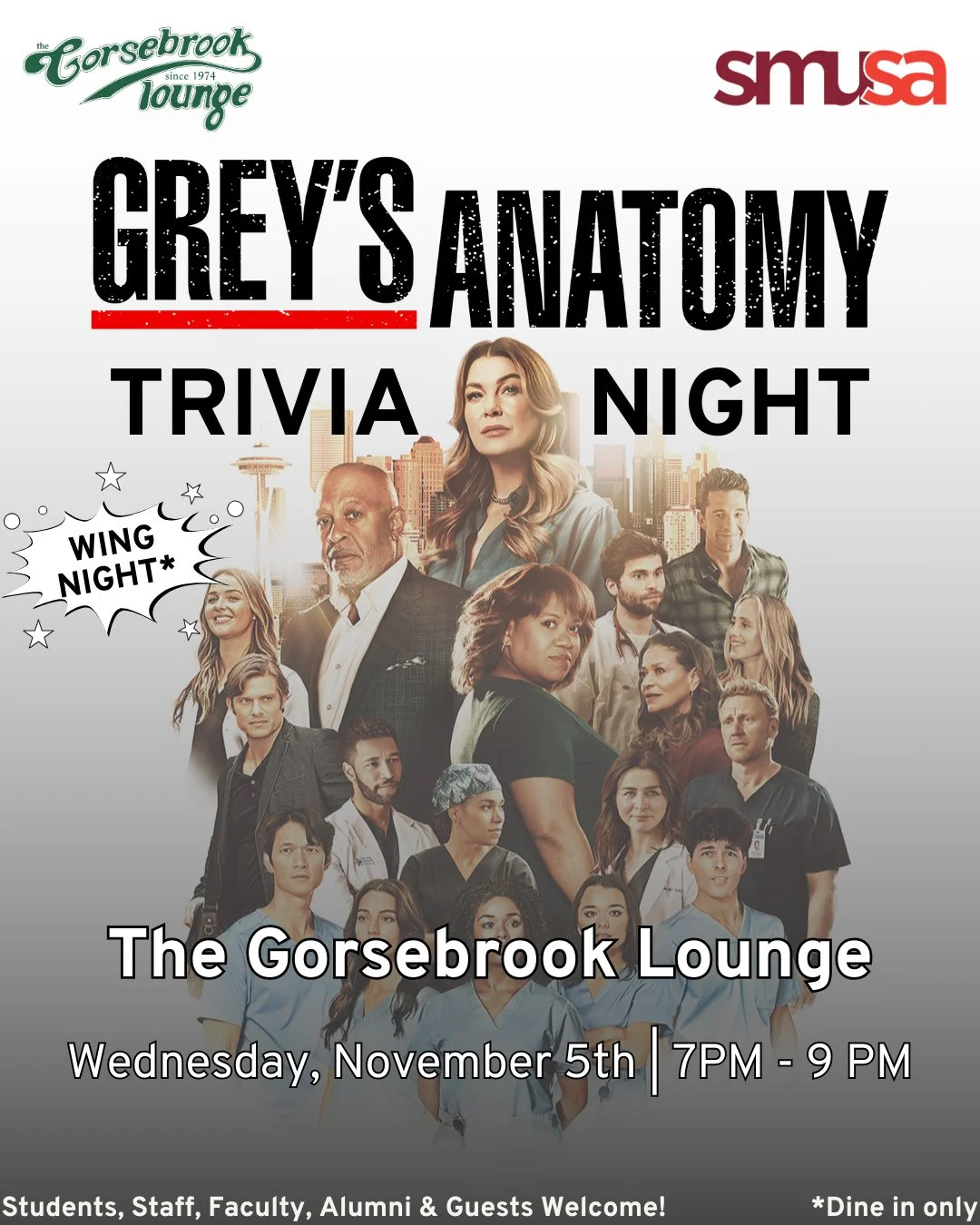 🩺 It&rsquo;s a beautiful day to save&hellip; points. From Meredith to McDreamy to the wildest plots, scrub in for Grey&rsquo;s Anatomy Trivia. No scrubs needed, just surgical precision, Wing Night fuel, and your dream team to win some prizes.