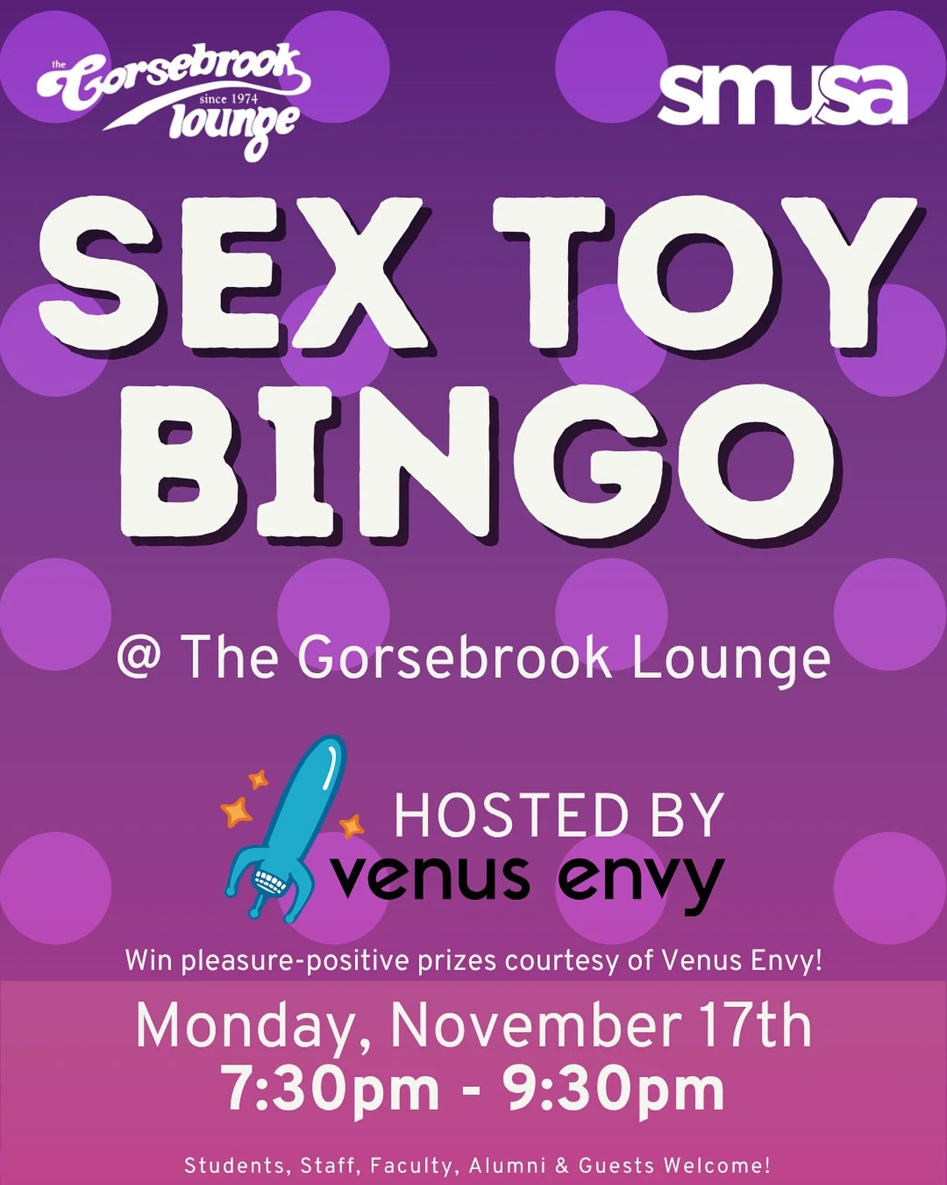 It&rsquo;s bingo&hellip;. but bolder 💋💦
You asked, we listened, and they&rsquo;re back.
Our all-time fan favourite, Sex Toy Bingo, returns to the Gorsebrook Lounge, hosted by Venus Envy, for a night that always delivers.

Laugh with friends, win pl