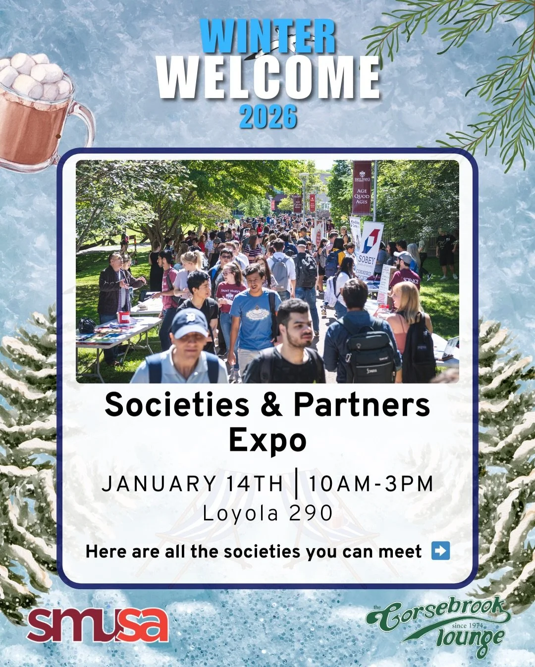 Meet your people at the Societies and Partners Expo 👋

On January 14 from 10 AM to 3 PM in Loyola 290 Conference Hall, you&rsquo;ll get to explore a huge lineup of Academic, Cultural, and Social societies all in one place. This post highlights just 