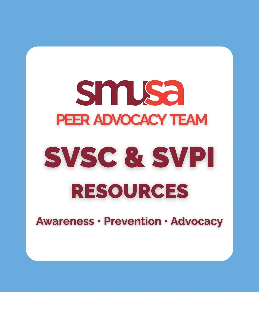 The Peer Advocacy Team is sharing information on SMU&rsquo;s SVPI &amp; SVSC resources, because knowing your options is an important step toward safety and support! Swipe to learn more 💜