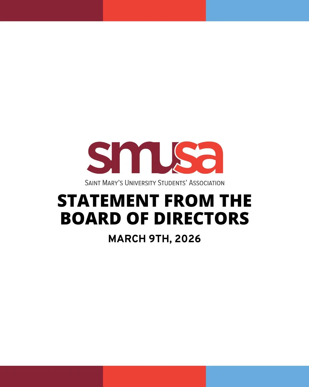 Statement from the SMUSA Board of Directors - March 9th, 2026⁠