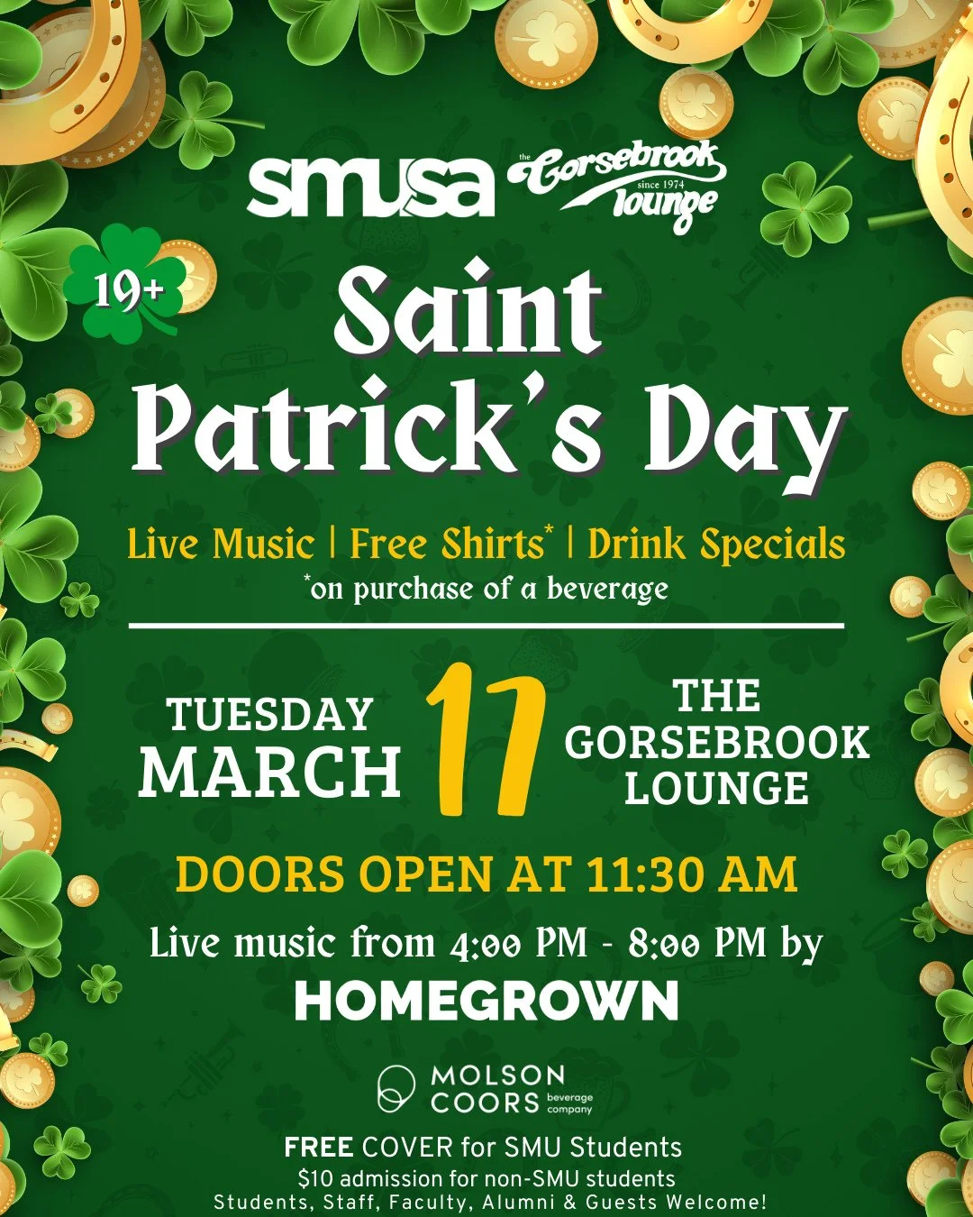 ☘️ No green? That&rsquo;s bold of you.⁠
⁠
St. Patrick&rsquo;s Day is back at the Gorsebrook with live music, festive drinks, and chaotic good energy all night long.⁠
⁠
Featuring Homegrown Music. Grab your crew and let the St. Paddy&rsquo;s vibes take