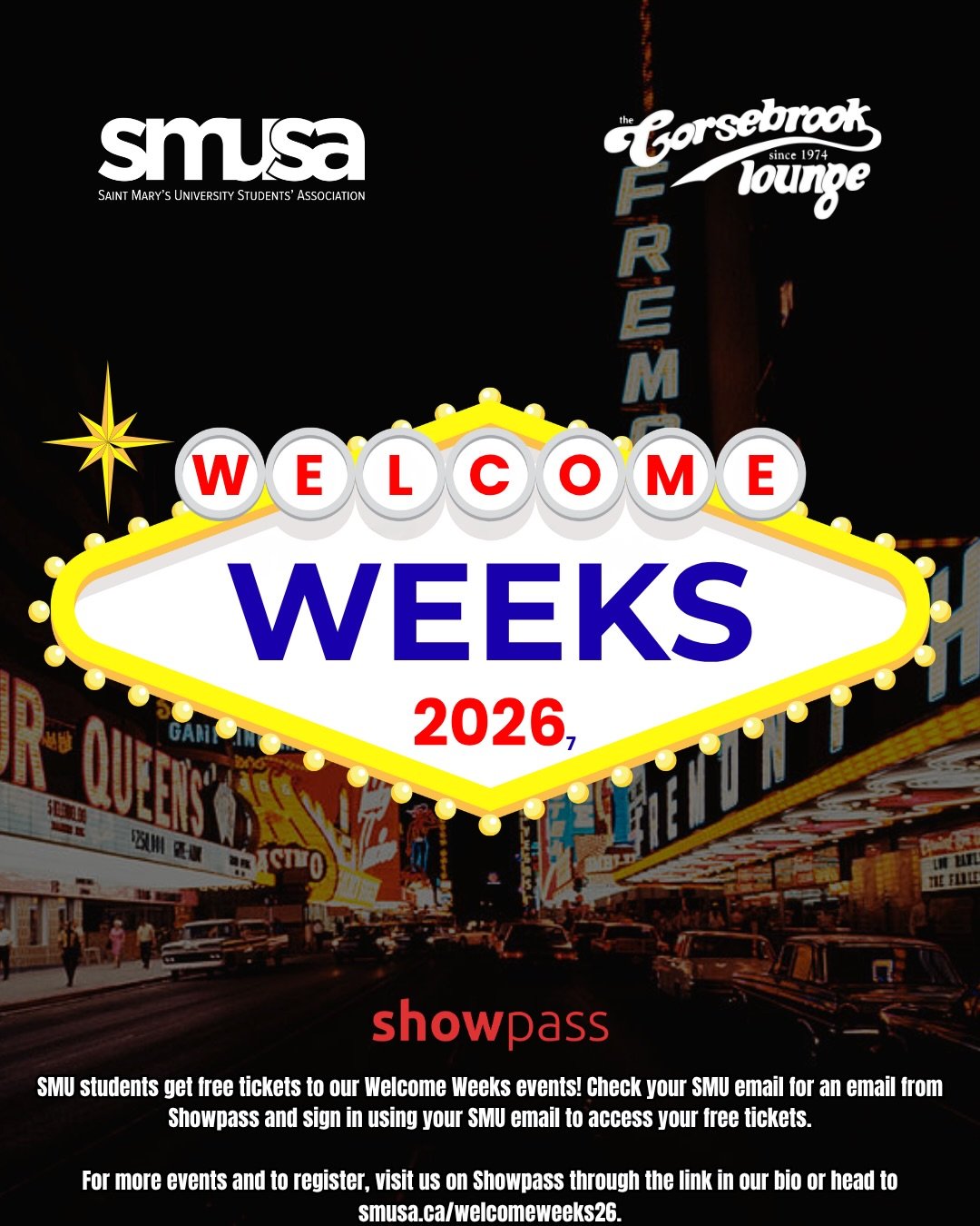 🎰 WELCOME TO WELCOME WEEKS 2026 🎰

Vegas is coming to campus, and we&rsquo;ve got a full lineup of events ready for you! From big nights out to game nights, expos, giveaways and everything in between, there&rsquo;s something for everyone. 🌟

📍 Ch