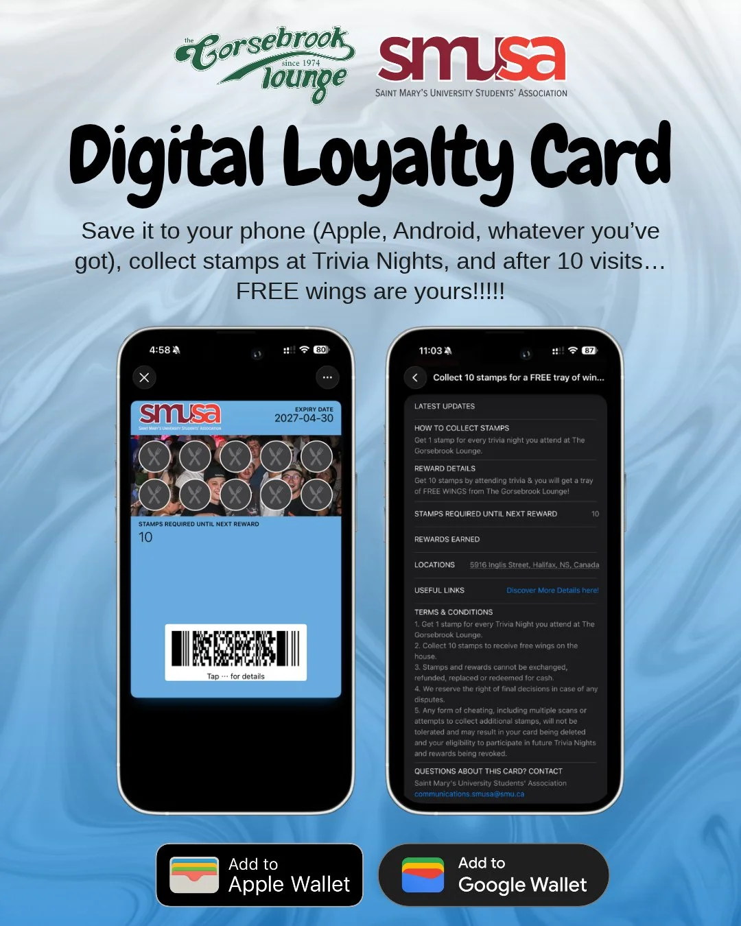 It&rsquo;s back, Huskies! 🍗🔥⁠
⁠
Our Digital Loyalty Card is back for another year, and yes&hellip; 10 Trivia Nights = FREE WINGS! 👀⁠
⁠
Come out to our weekly Trivia Nights at the Gorsebrook Lounge, scan the QR code to add your loyalty card to your
