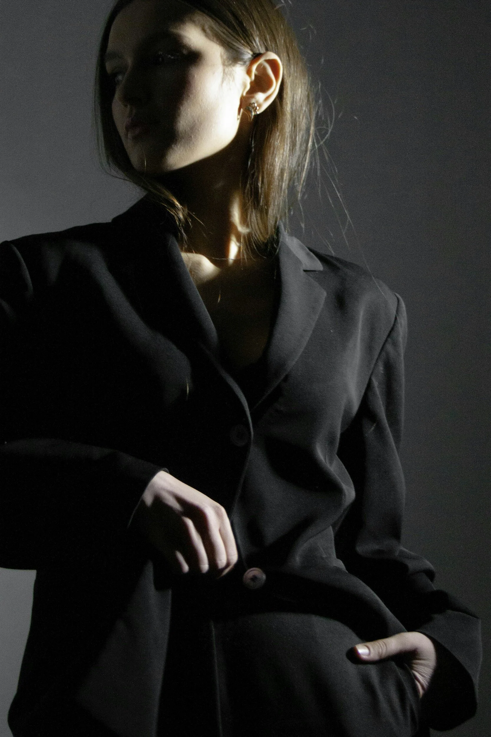 custom womens suit charcoal