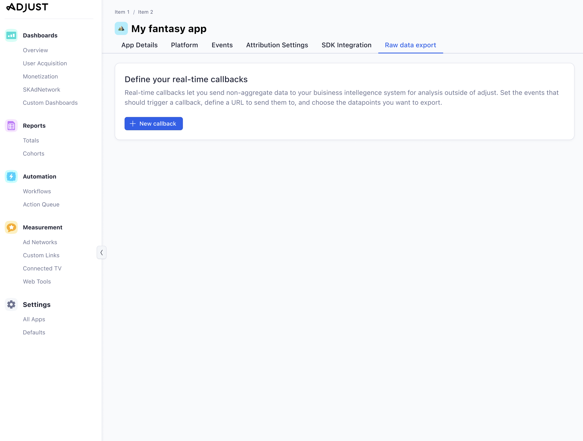 An early version of the navigation page - note the change in wording and terminology. 