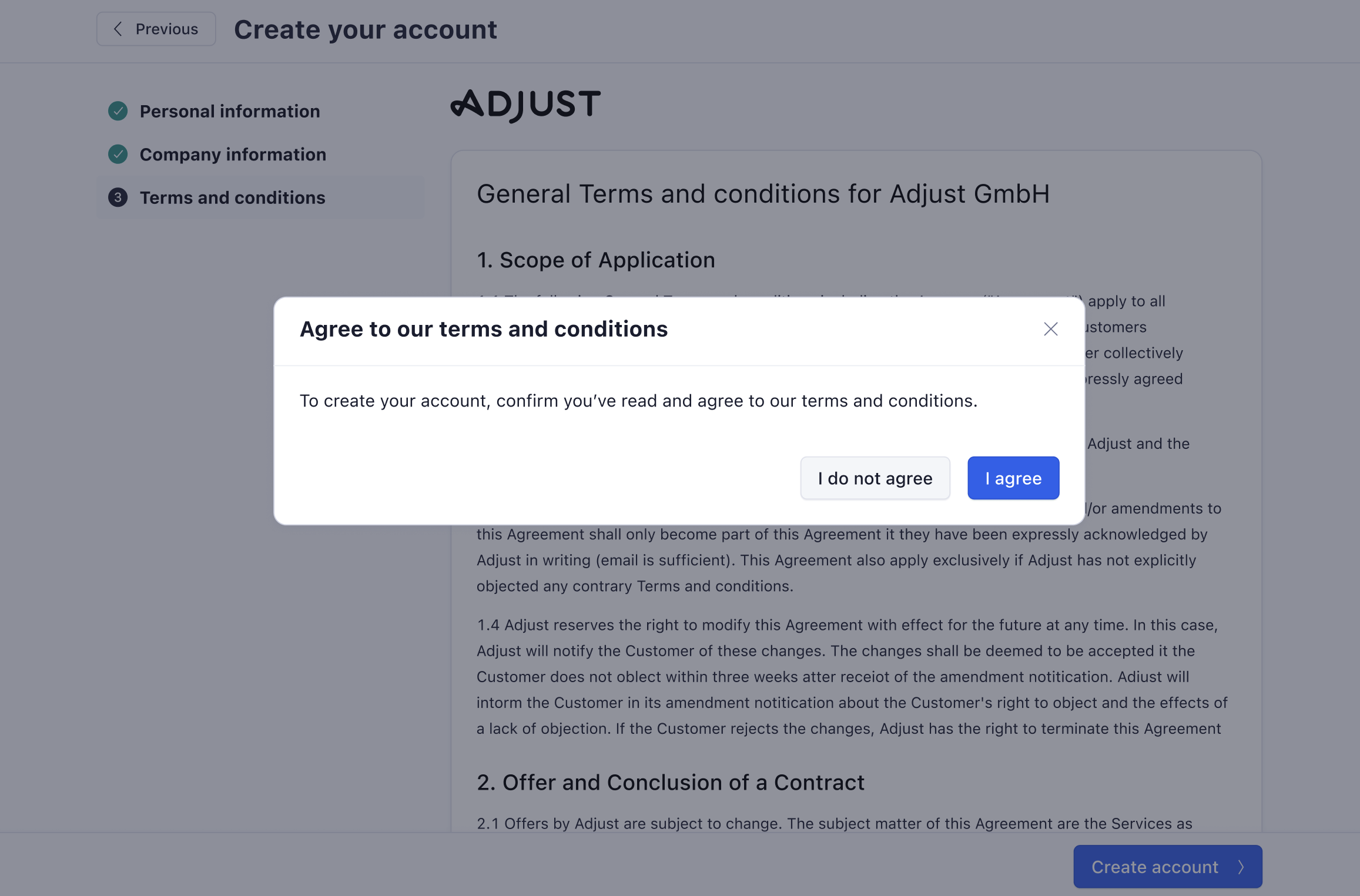 Step 4 - when the user doesn't accept the terms and conditions. 
