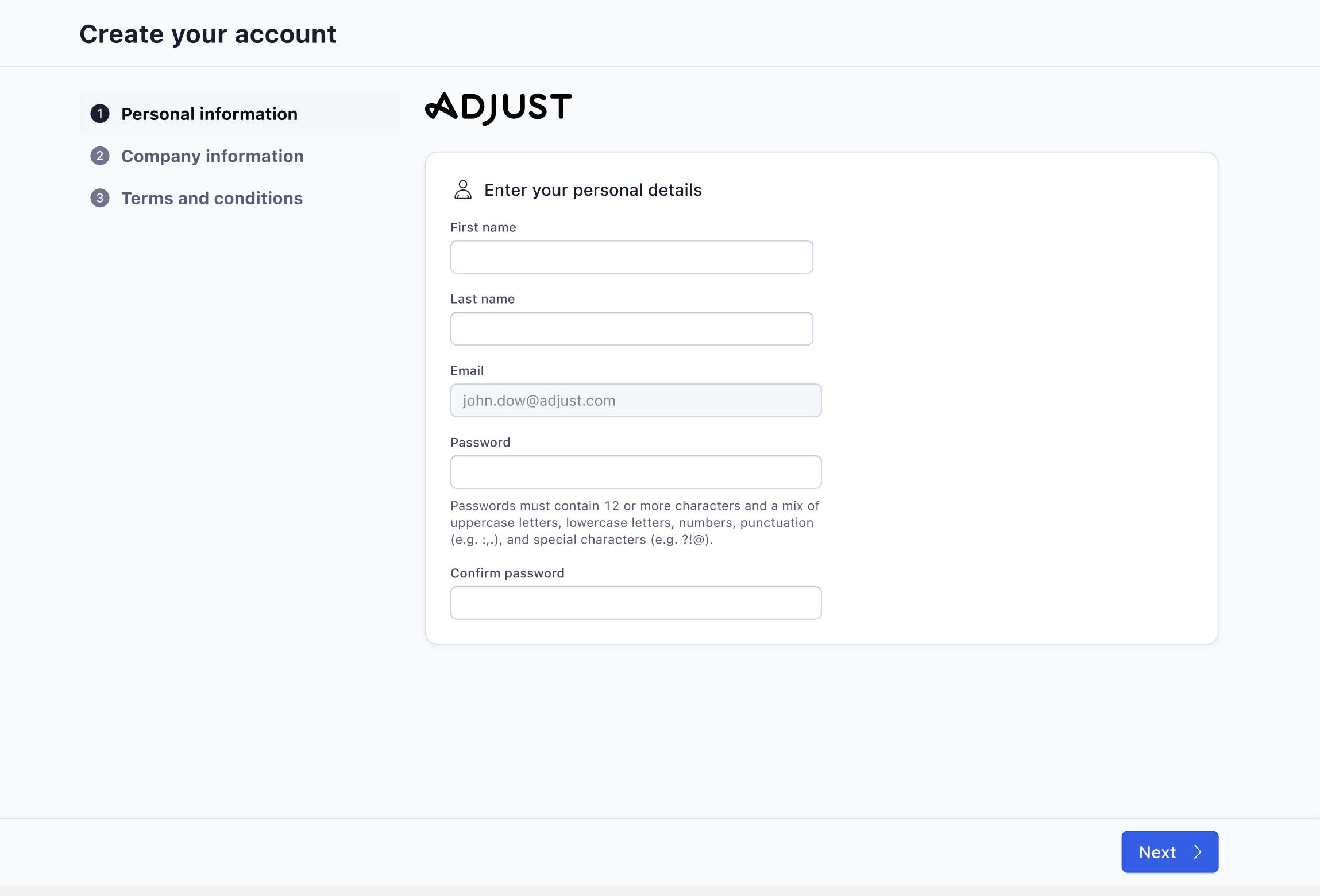 Step 1 - note the wizard on the left hand side showing how much longer is left of the process.