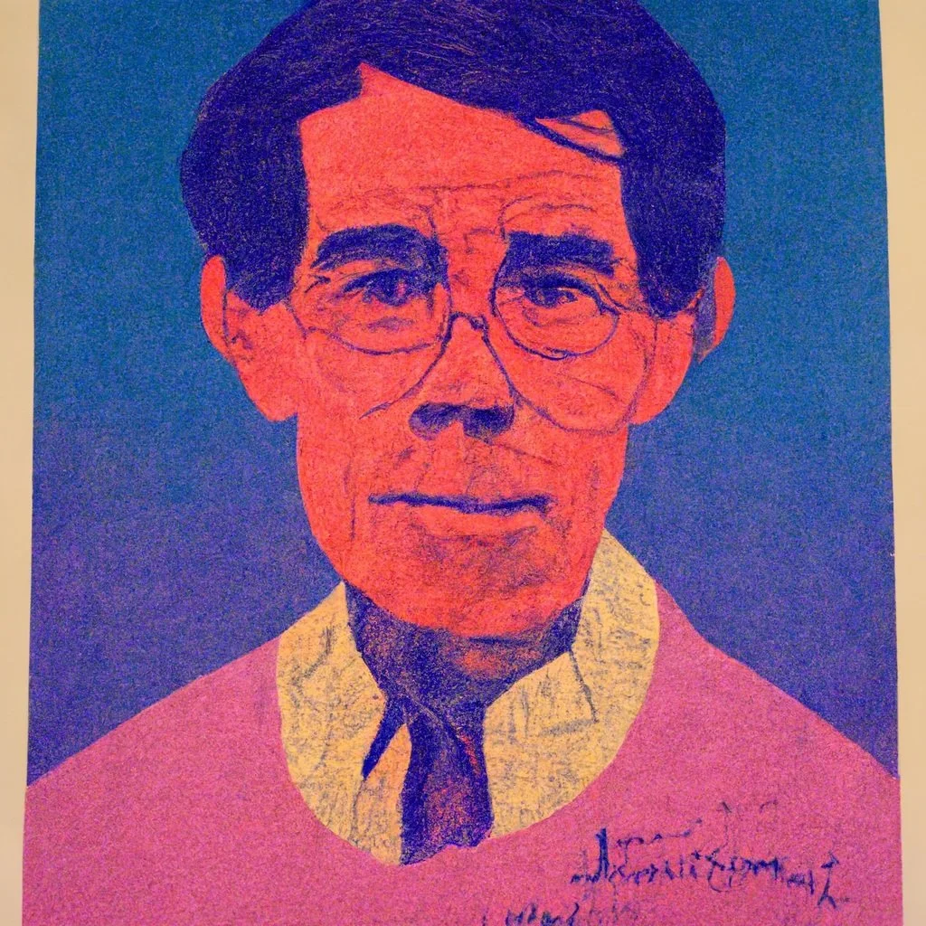 Augmented Risograph Portrait of James Merrill