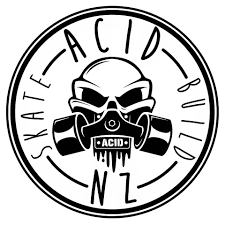 Logo featuring skull design with gas mask labeled "Acid," surrounded by text "Skate Build NZ."