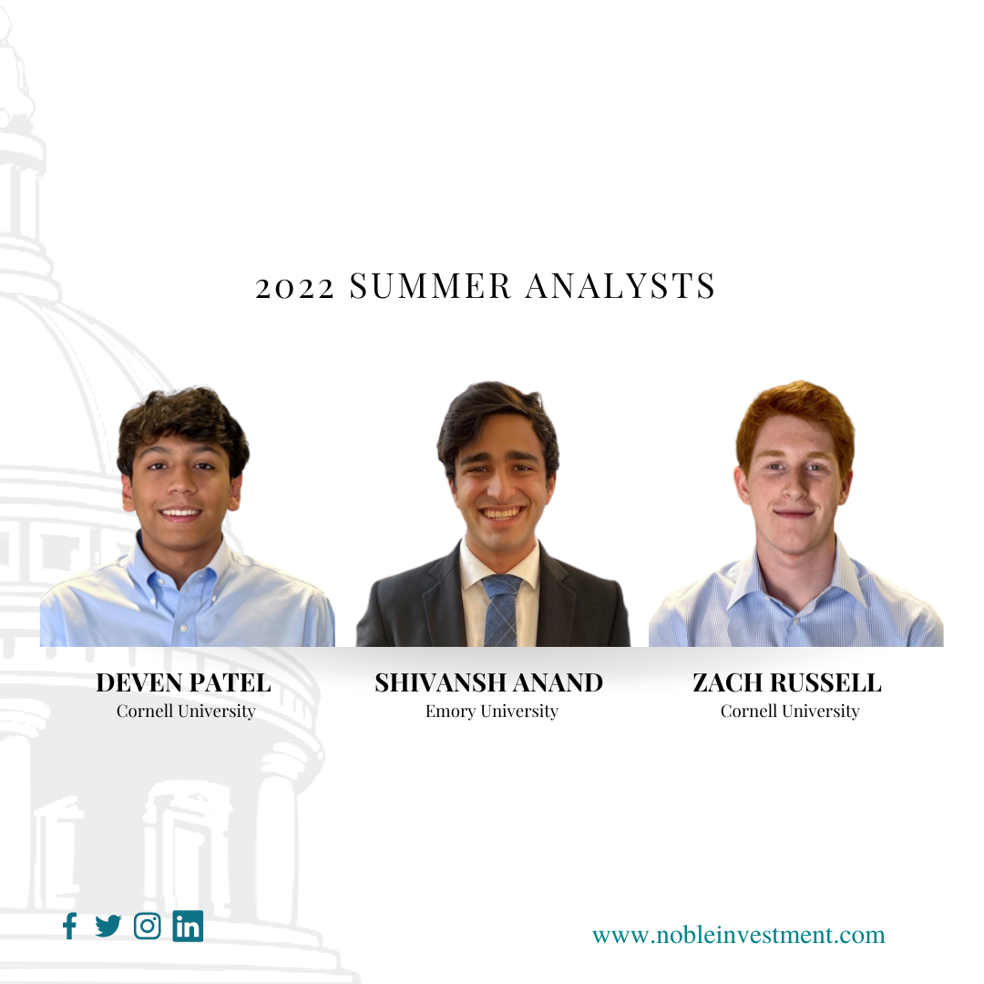 Noble Welcomes 2022 Summer Analysts