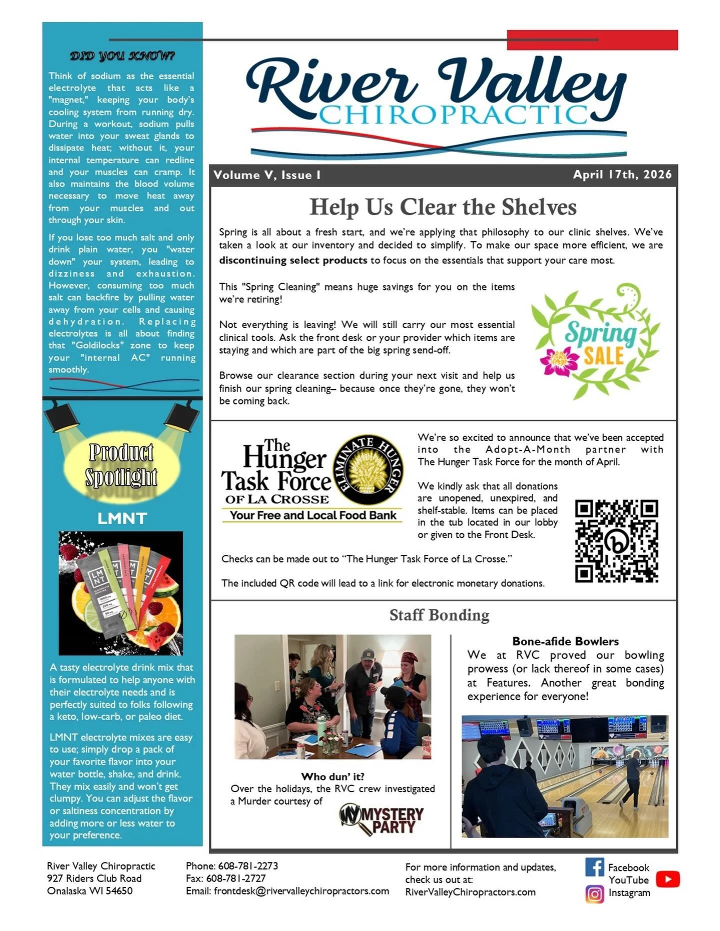 Check out our latest newsletter! If you haven&rsquo;t seen this in your email inbox, make sure to check your promotional or junk email boxes. 

#onalaskawi #rivervalleychiropractic #lacrossewi #onalaskachiropractor