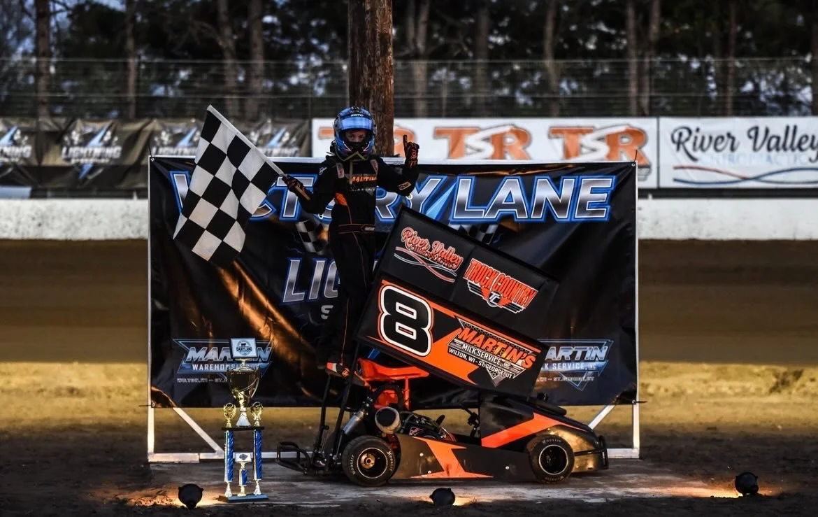 How cool is this? Our massage therapist Tina&rsquo;s son won the BP feature race at the new Lightning Speedway in Fountain City, WI last Friday night. River Valley Chiropractic is not only a sponsor of his car, but also of the track and they got our 
