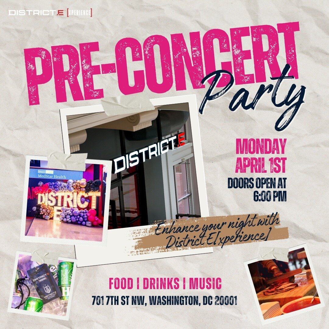 Get tickets to our exclusive Pre-Concert E[xperience] before the Nicki Minaj show on Monday 🎀 Enjoy music from @djgeminilive, unlimited beer, wine and delicious food options from our in-house scratch kitchen @districtbitesdc Link in bio 🎟️

*Please