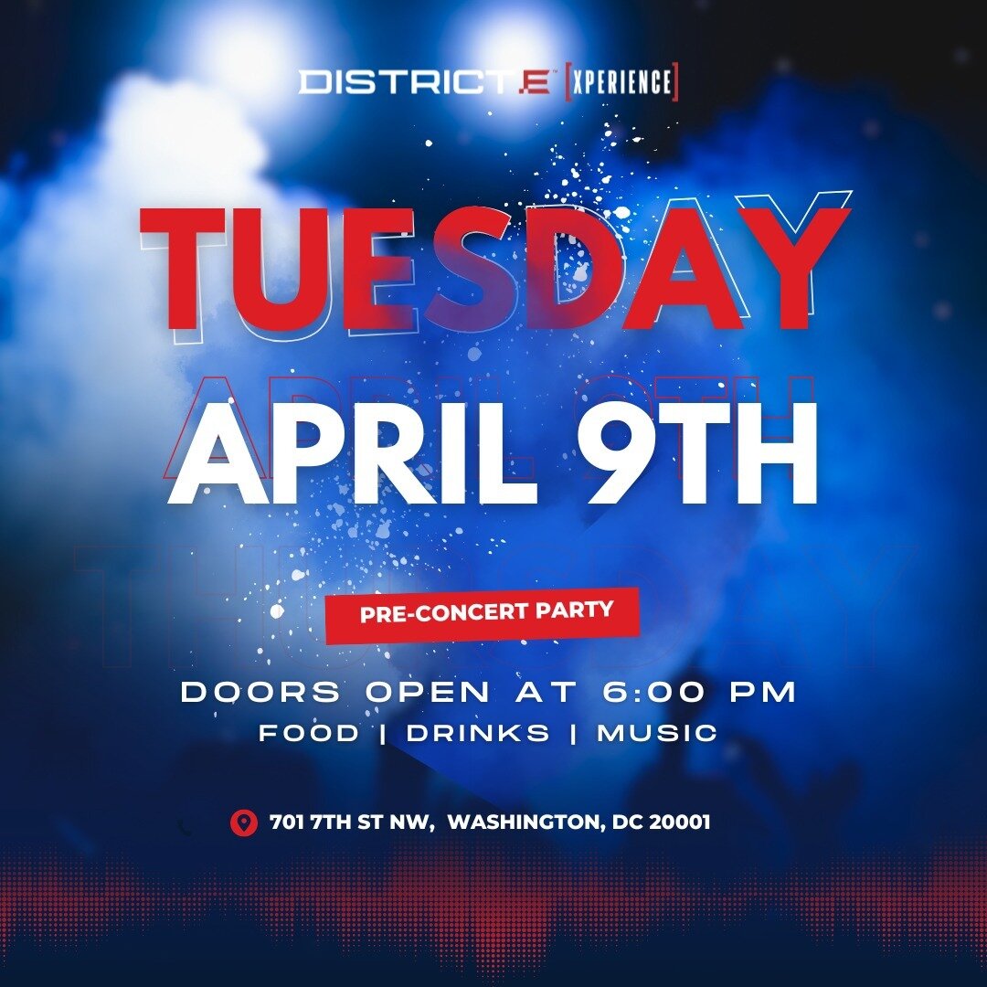 Get tickets to our exclusive Pre-Concert E[xperience] before the Bad Bunny concert Tuesday 🐰  Enjoy unlimited beer, wine and delicious food options from our in-house scratch kitchen @districtbitesdc Link in bio 🎟️

*Please note that this is an add-