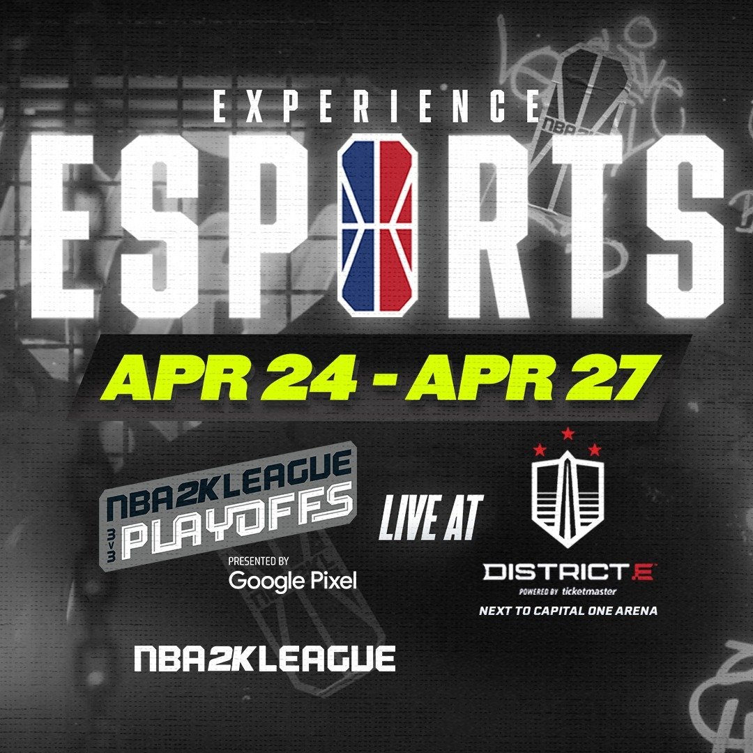 The NBA 2K League is back at District E! 🎮 Don&rsquo;t miss the 3v3 playoffs happening live from April 24 &ndash; 27 at 6 pm. Get your tickets today with the link in bio 🎫