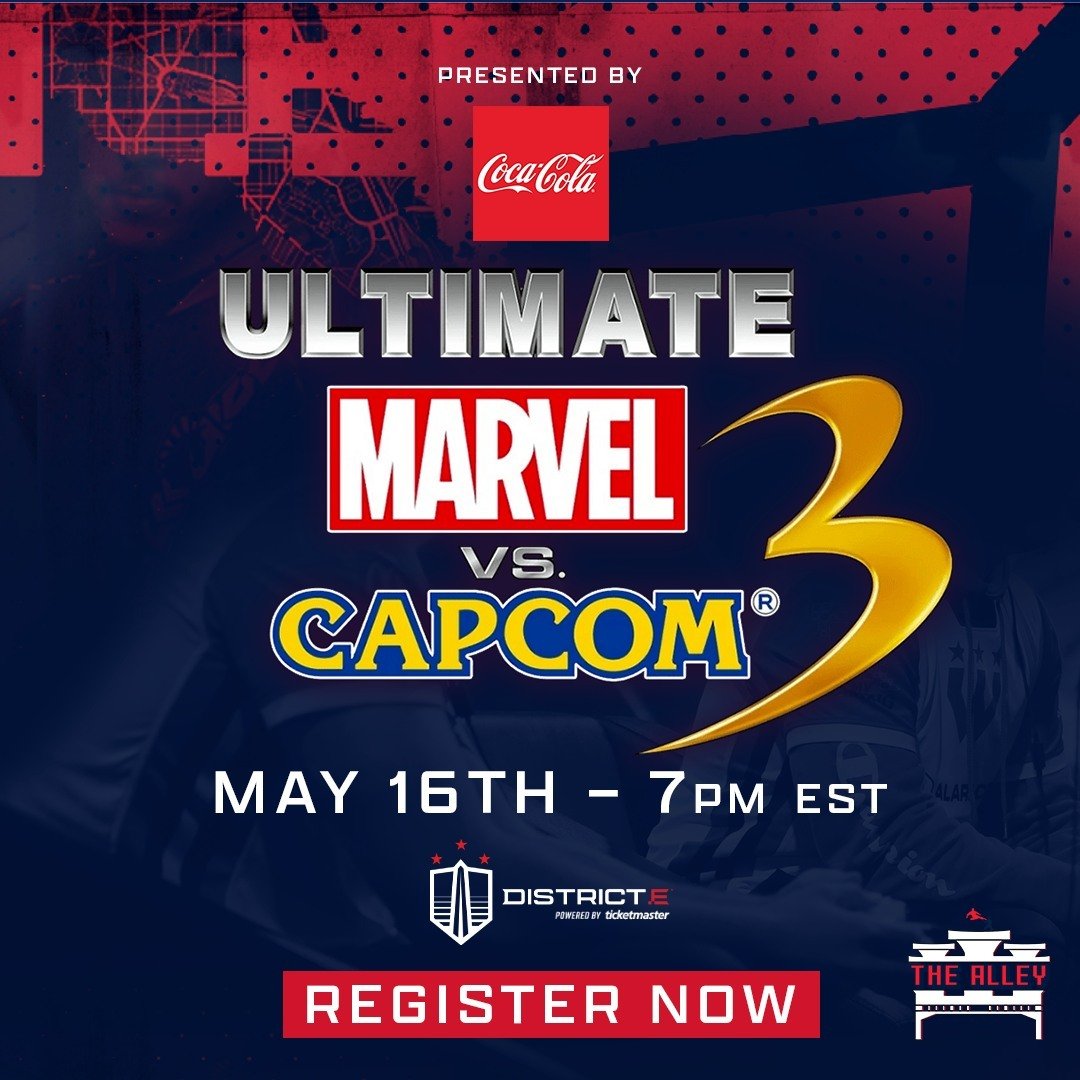 In honor of the limited series of @cocacola X Marvel products, we've teamed up with Coke to host this month's Alley in Ultimate Marvel vs. Capcom 3!
 
📅 May 16th
🕑 7PM
🎮 UMvC3
💵 NO VENUE FEE
💰 $1,000 Prize Pool + Coke X Marvel Prizing
 
Sign-up 