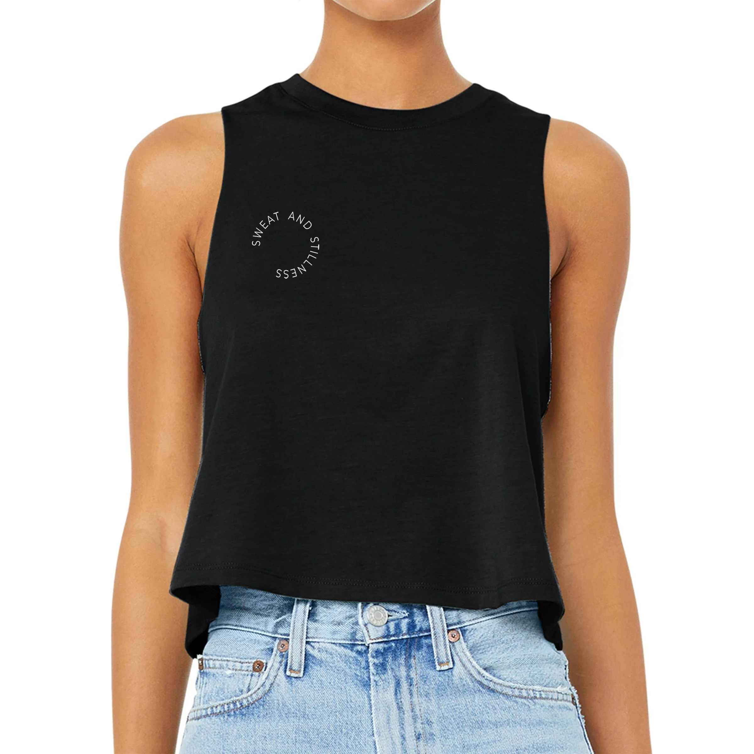 Sweat and Stillness Women’s Racerback Cropped Tank