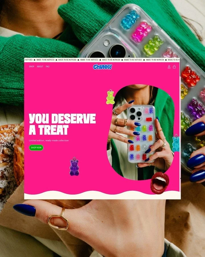 A little homepage update for the sweetest launch for @shop_chunky &hearts;️🩷

I loooove everything about this collection.. and how Bex uses her branding to perfection 👀

#shopify #websitedesign #branding