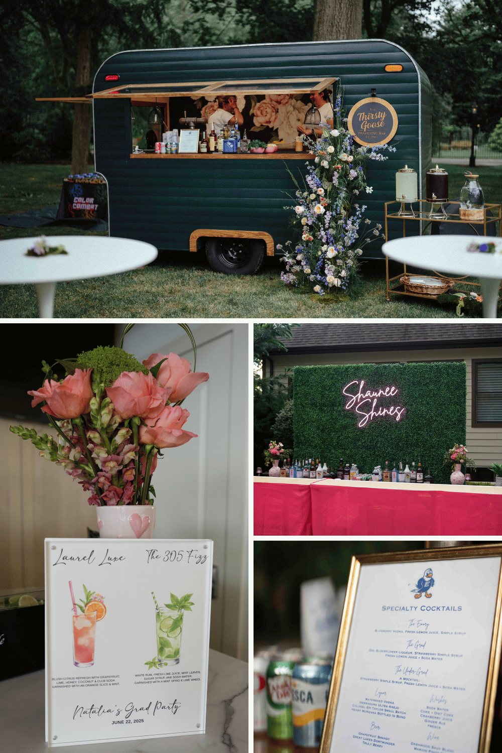 Custom graduation party drink signage and beverage station