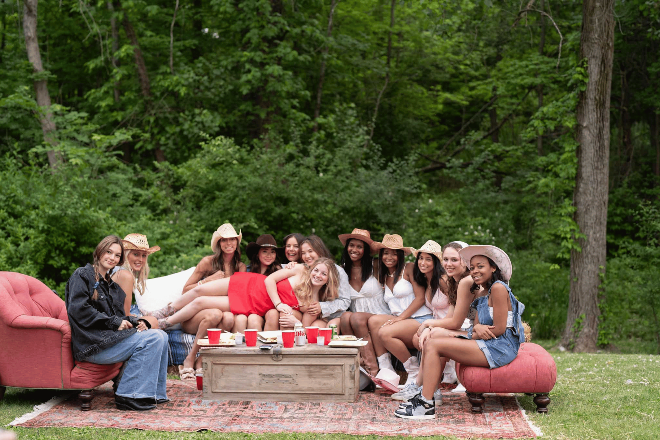 Backyard gathering with natural light