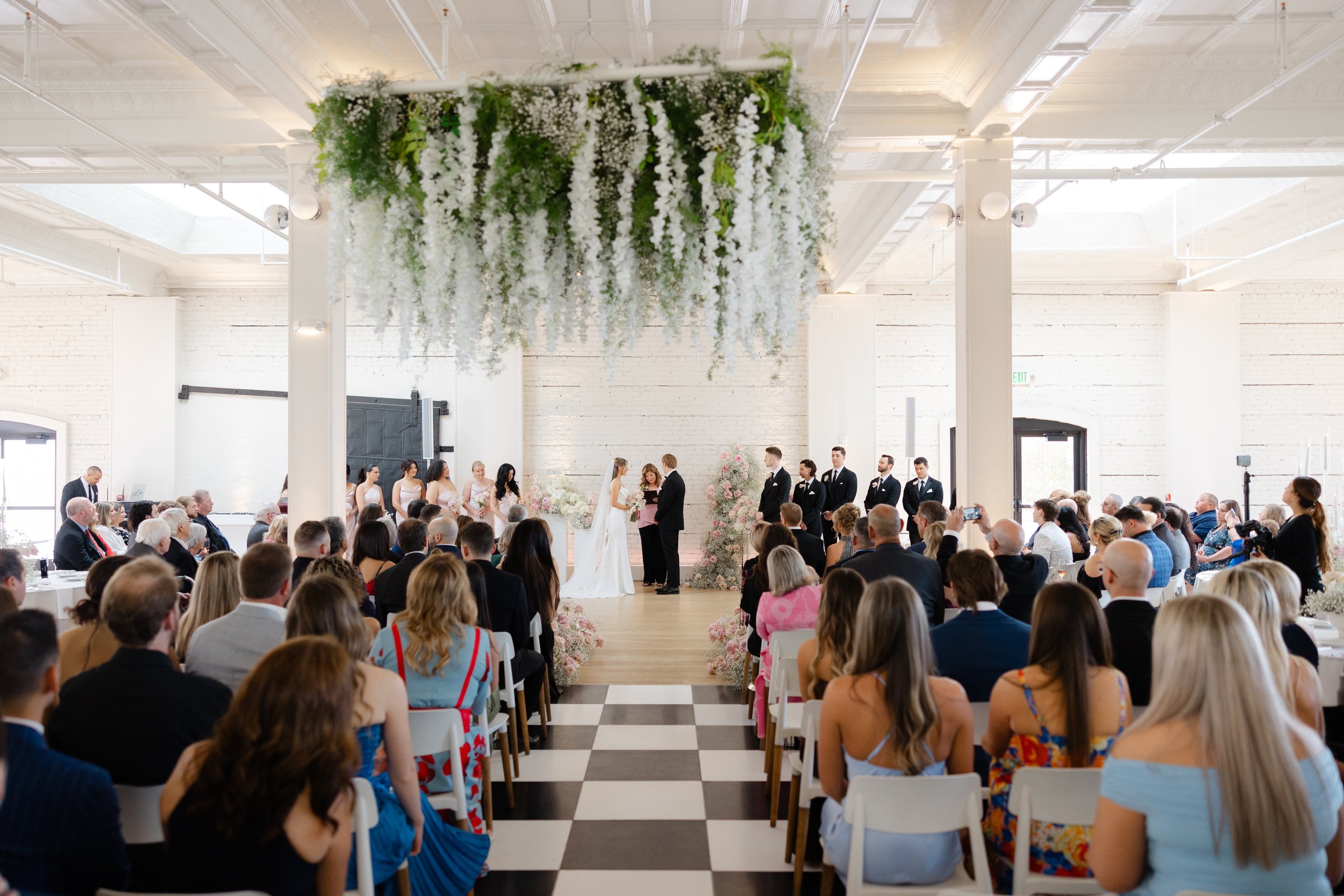 Sophia and Nick’s indoor wedding ceremony at Gordon Green in Cleveland’s Gordon Square neighborhood