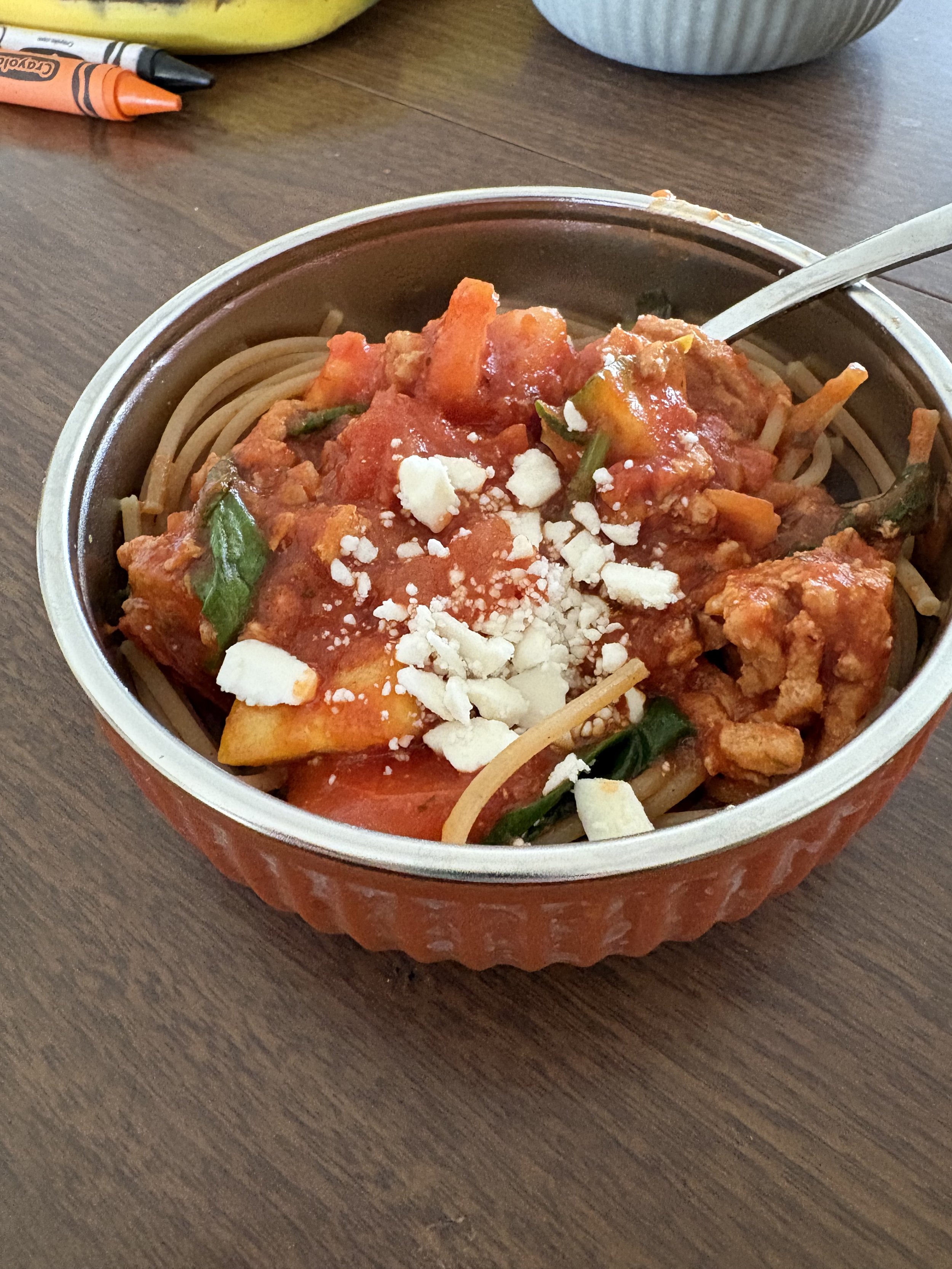 Lentil pasta and vegetable marinara