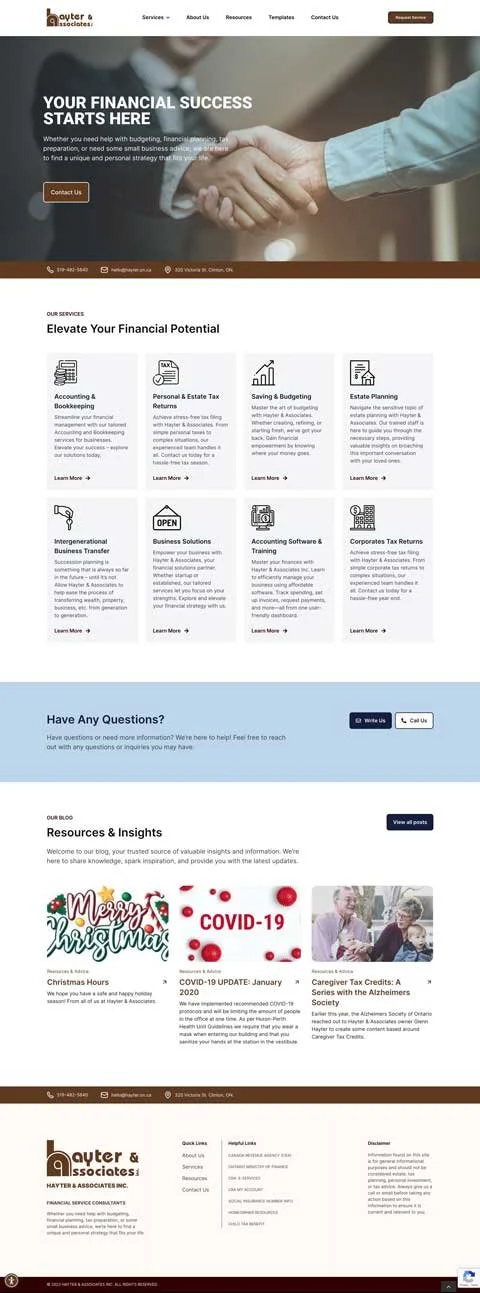 screen capture of the home page