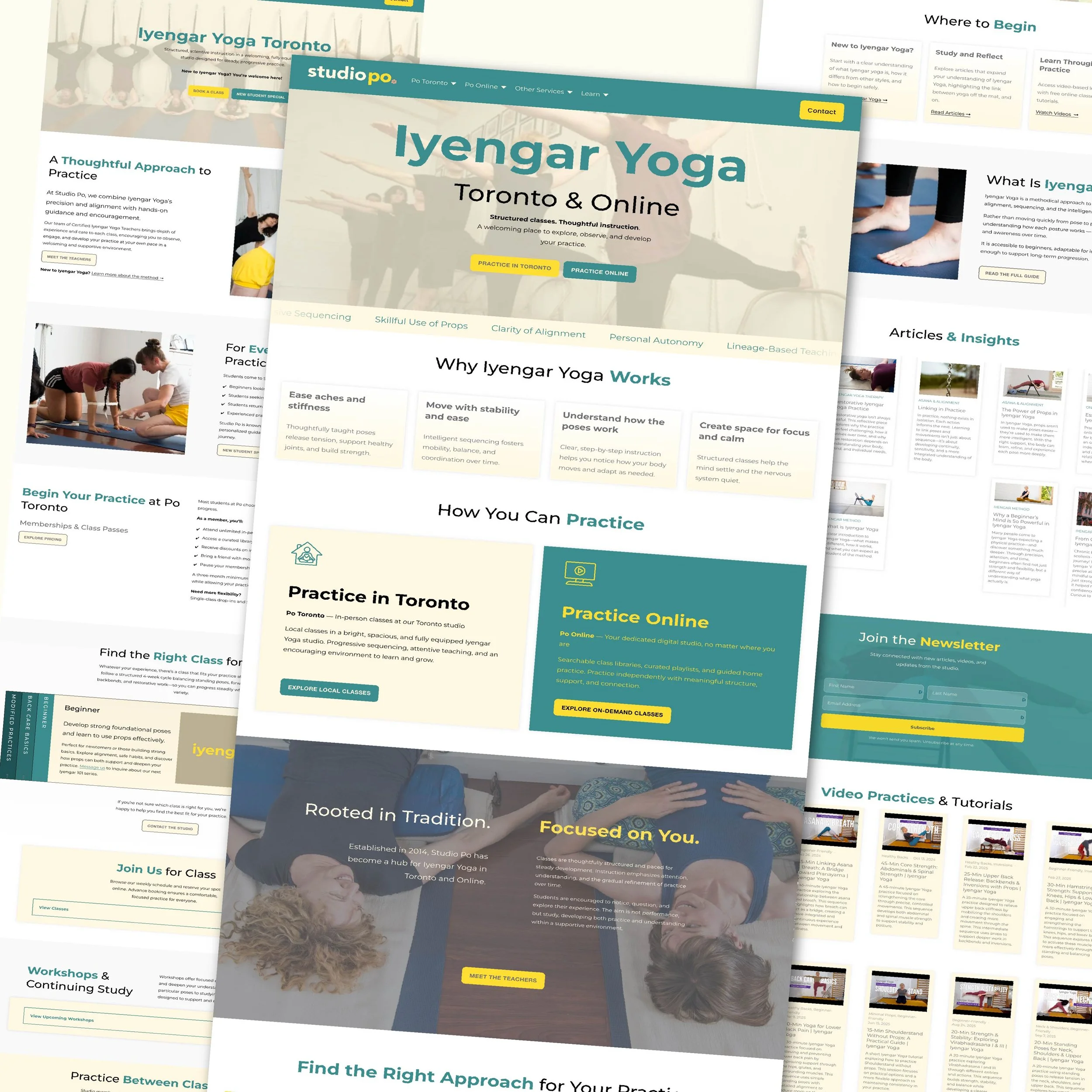 Excited to share a recent project we worked on for Studio Po Yoga, an Iyengar yoga studio based in Toronto.

This project focused on creating a clearer experience for two very different audiences:

&bull; Local Toronto students looking for in-person 