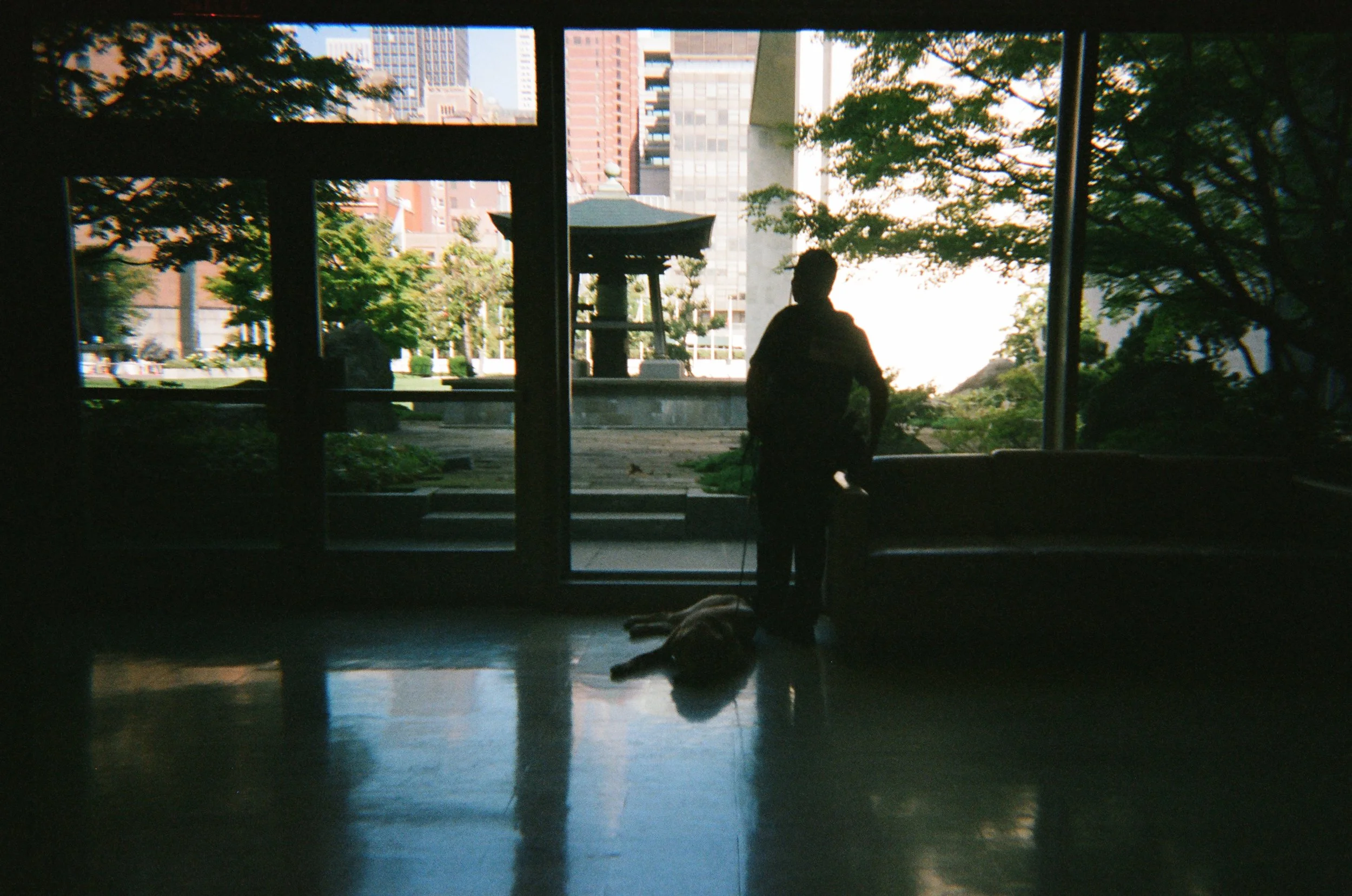 The United Nations K-9 Unit takes a brief break. The dogs live with their handlers full-time.