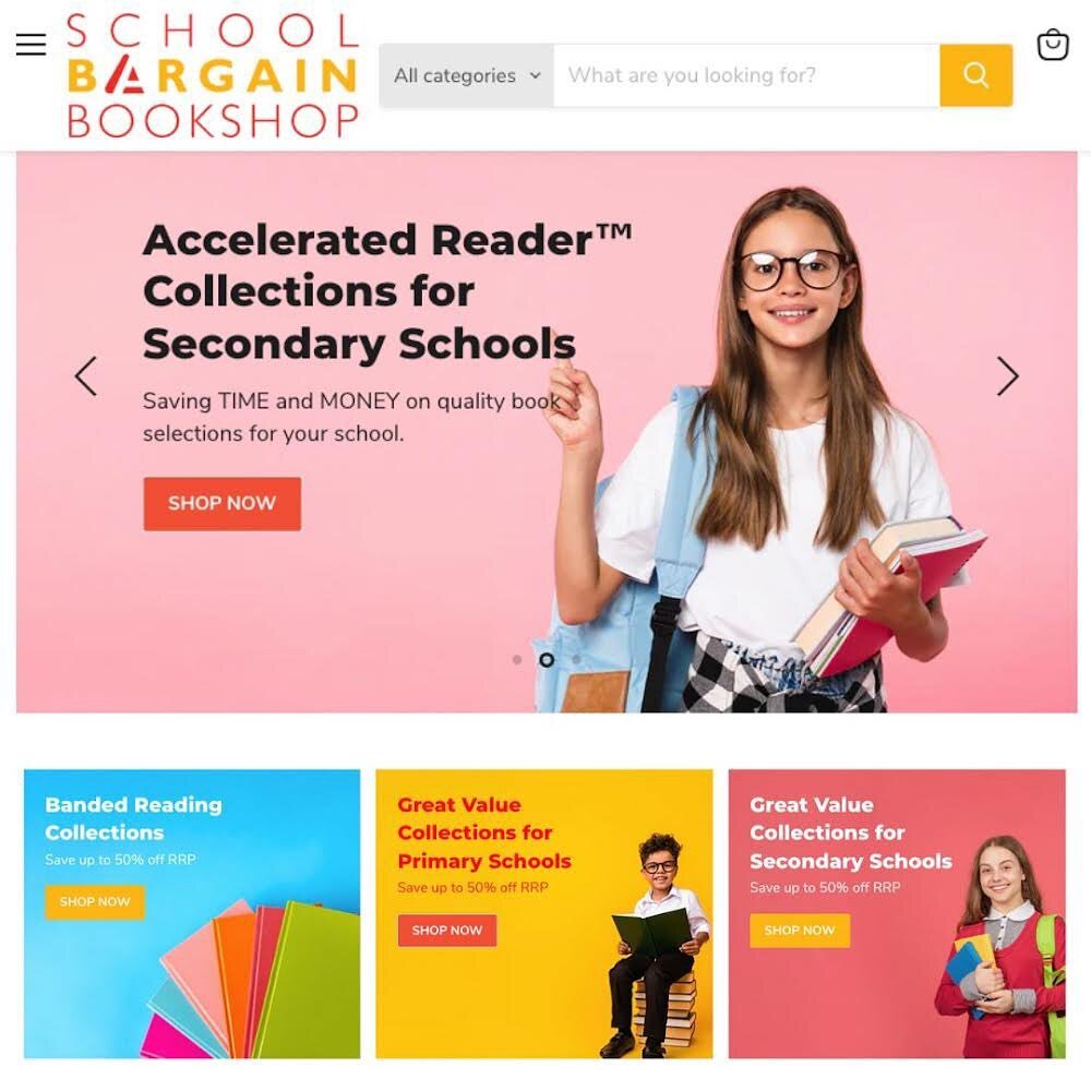 As we start 2024 we have a few website launches to talk about. 💻 🚀

The first one is School Bargain Bookshop. 
📒 📘 📕
This was a new website for one of the UK&rsquo;s largest educational book suppliers who supply a wonderful range of books for pr