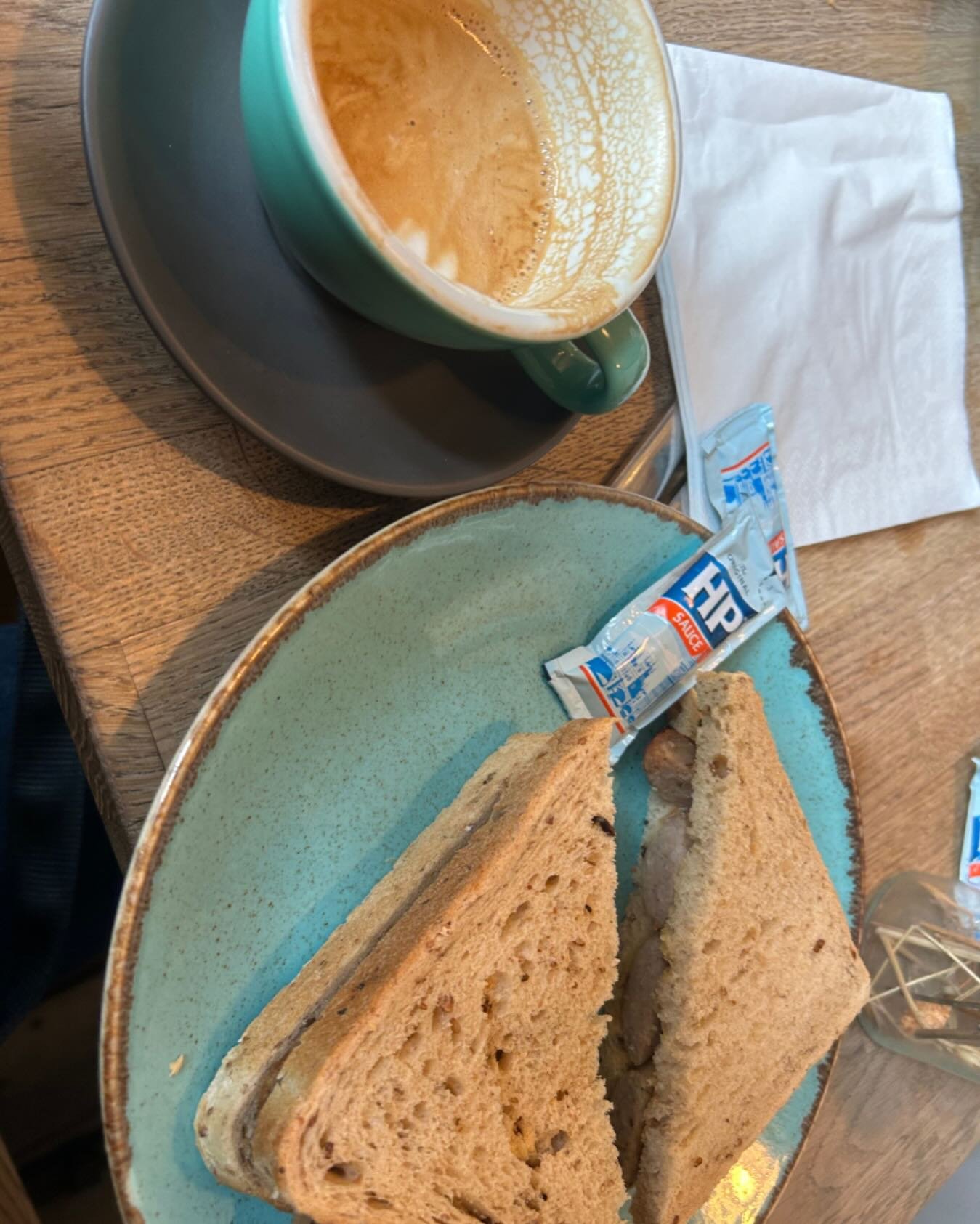 Sausage Friday. 
Lovely to catch up with a mate and discuss projects, plans for next week with a lovely sandwich. 🥪
@thedownscafebristol