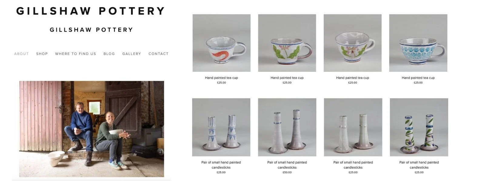 Gillshaw Pottery - Squarespace Website