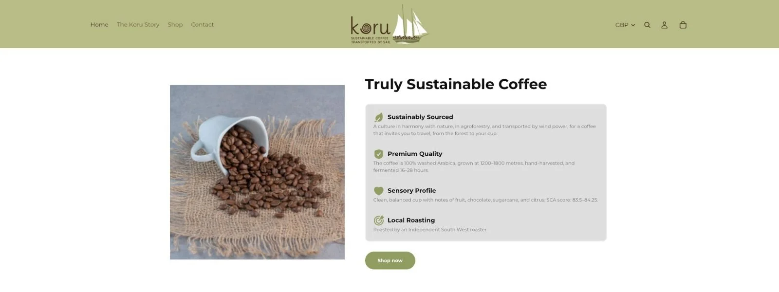 Koru Coffee Shopify Website Design