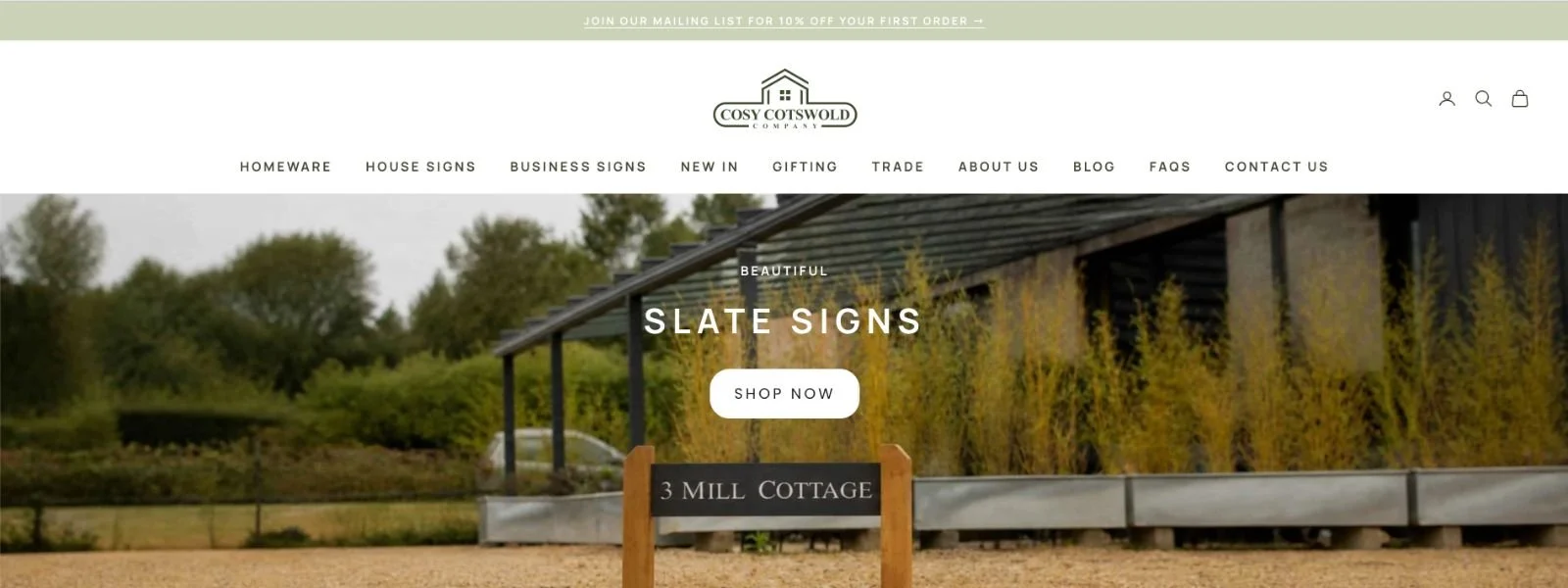 Cosy Cotswold Co - Shopify Website Personalised Signs & Homeware