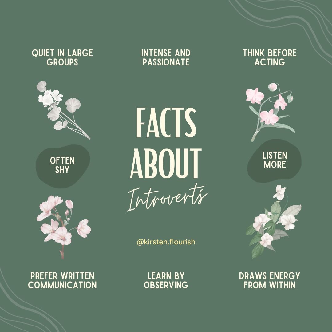 I am definitely an introvert and resonate with all these facts about introverts. 🍃⁠
⁠
Self-care is crucial for everyone, but introverts may have specific needs when it comes to recharging and maintaining their well-being. ⁠
⁠
Here are some self-care