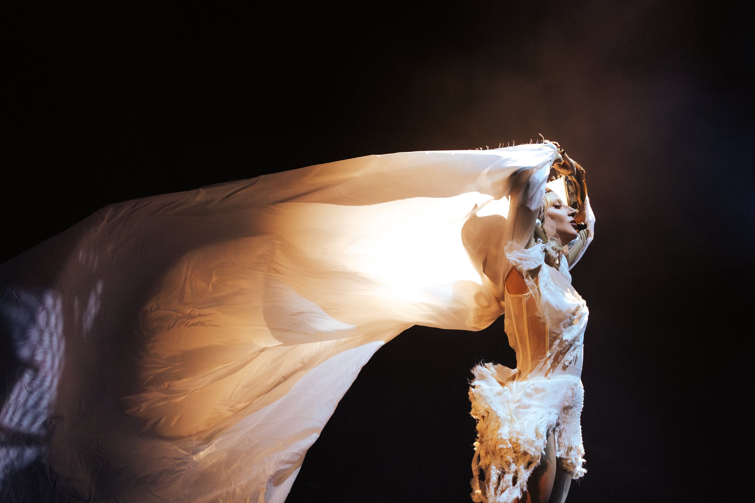 Lady Gaga performing at Coachella 2025 main stage