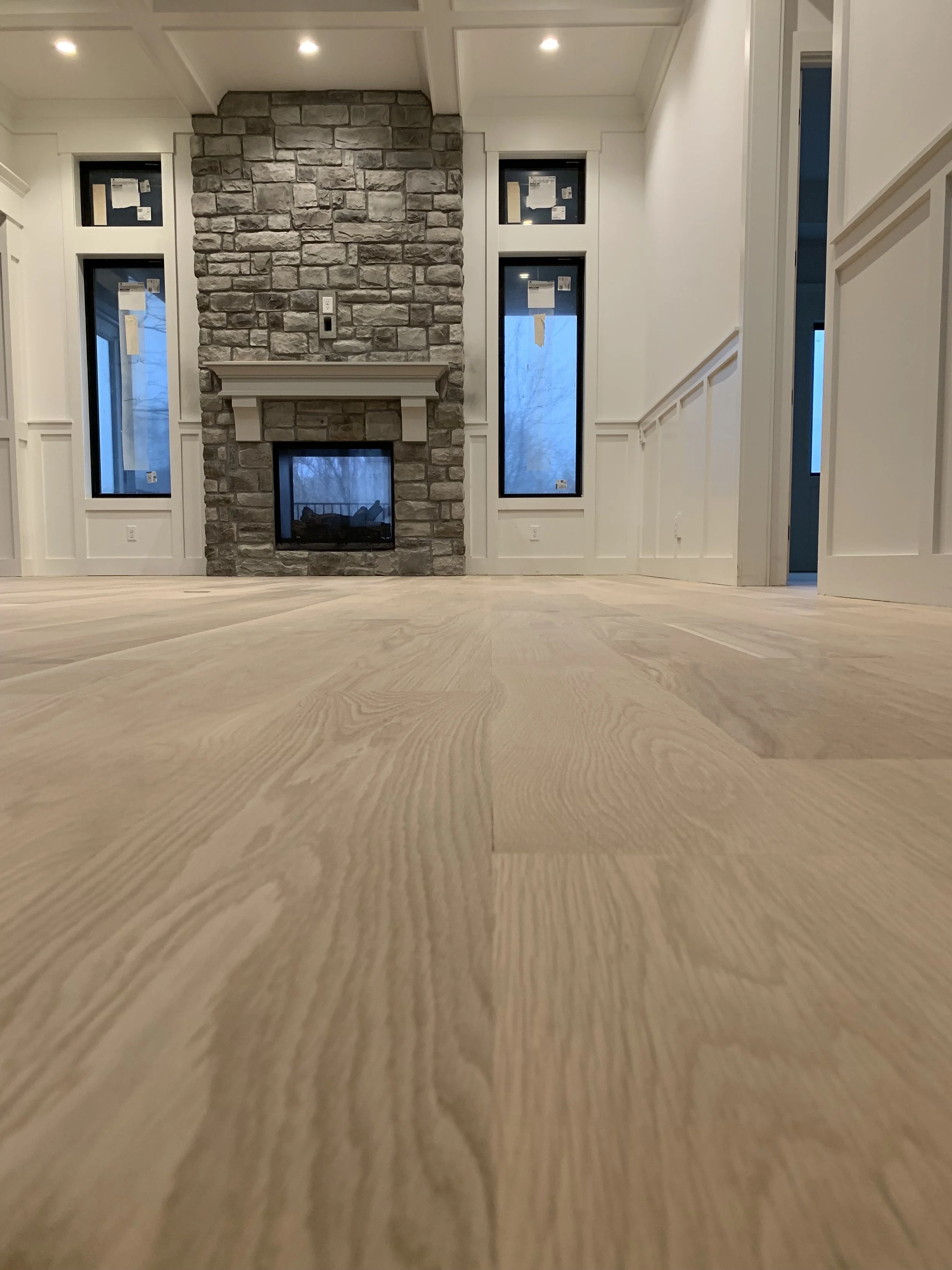 An image showcasing the application of water-based polyurethane on a surface, providing a clear protective finish with a low-odor and environmentally friendly solution.