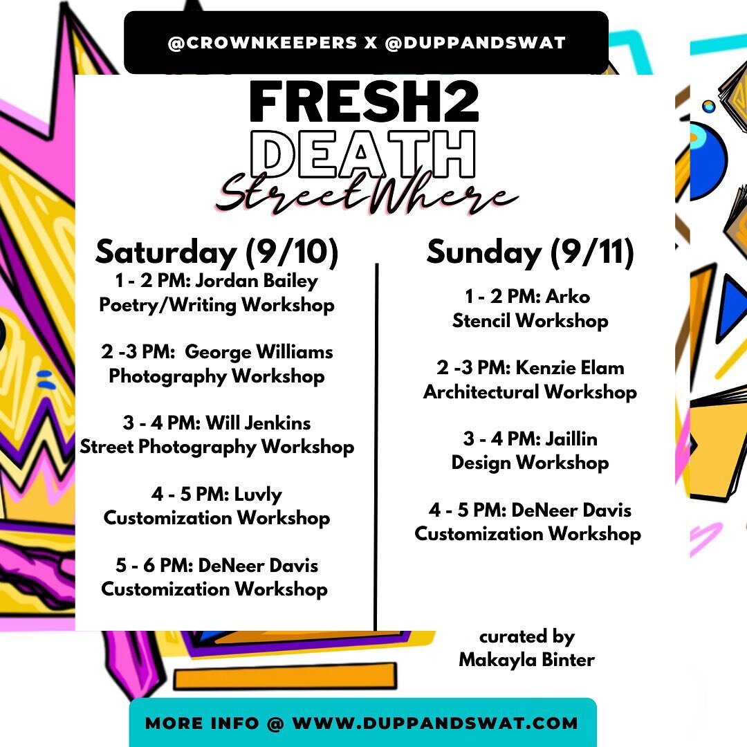 as promised: more details and surprises would be shared. well, here goes!! 

AYOOOOOO welcome our &lsquo;FRESH FACILITATORS!!&rsquo; curated by @makaylabinter_, these creatives will be leading a variety of workshops related to street culture&mdash;ra