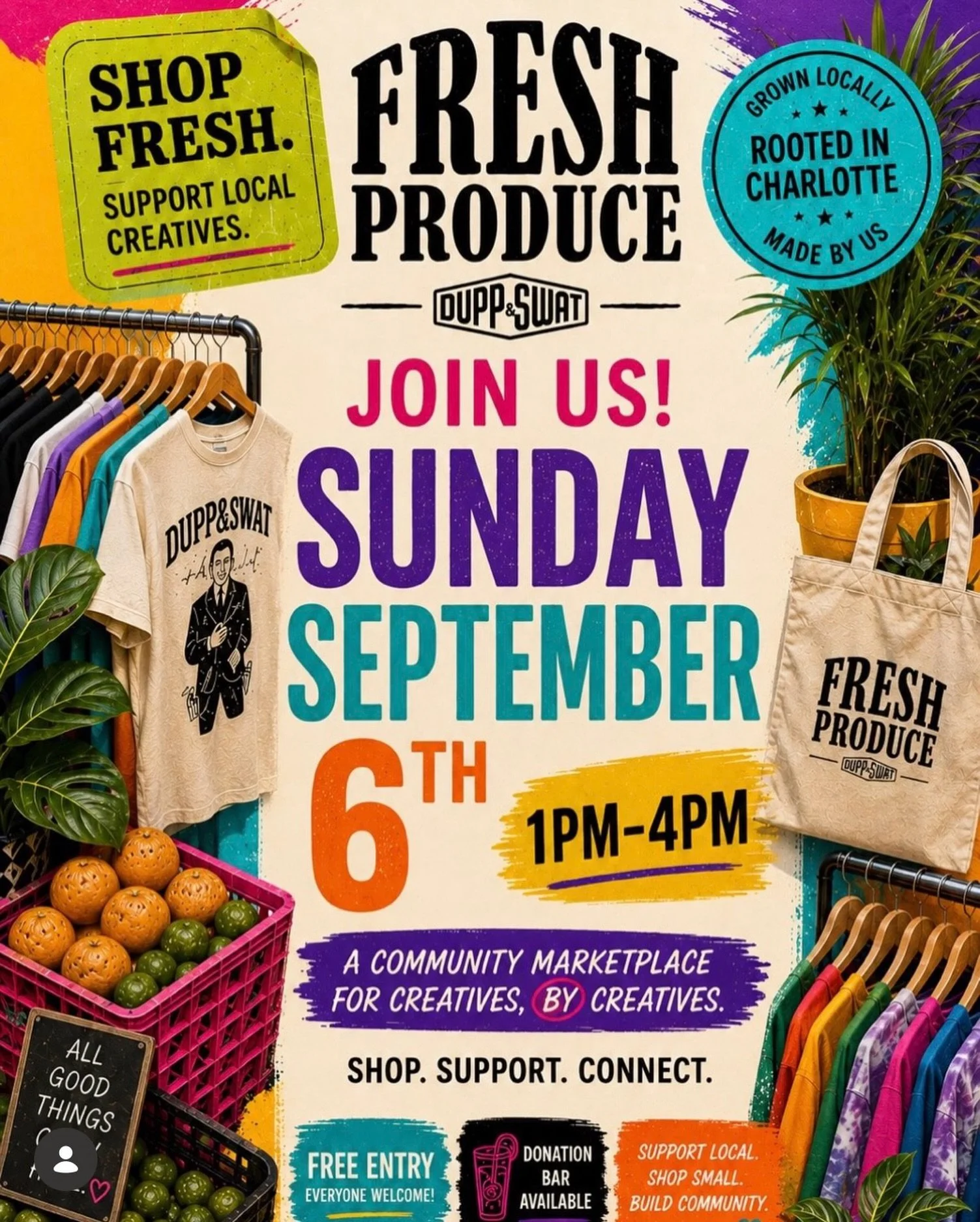 heeeeey #charlotte!! JOIN US THIS SUNDAY FOR &lsquo;FIRST SUNDAY MARKET!!&rsquo; 

✅ explore local vendors
✅ grab a drink
✅ enjoy the art activation
✅ connect

1-4p AT THE STU