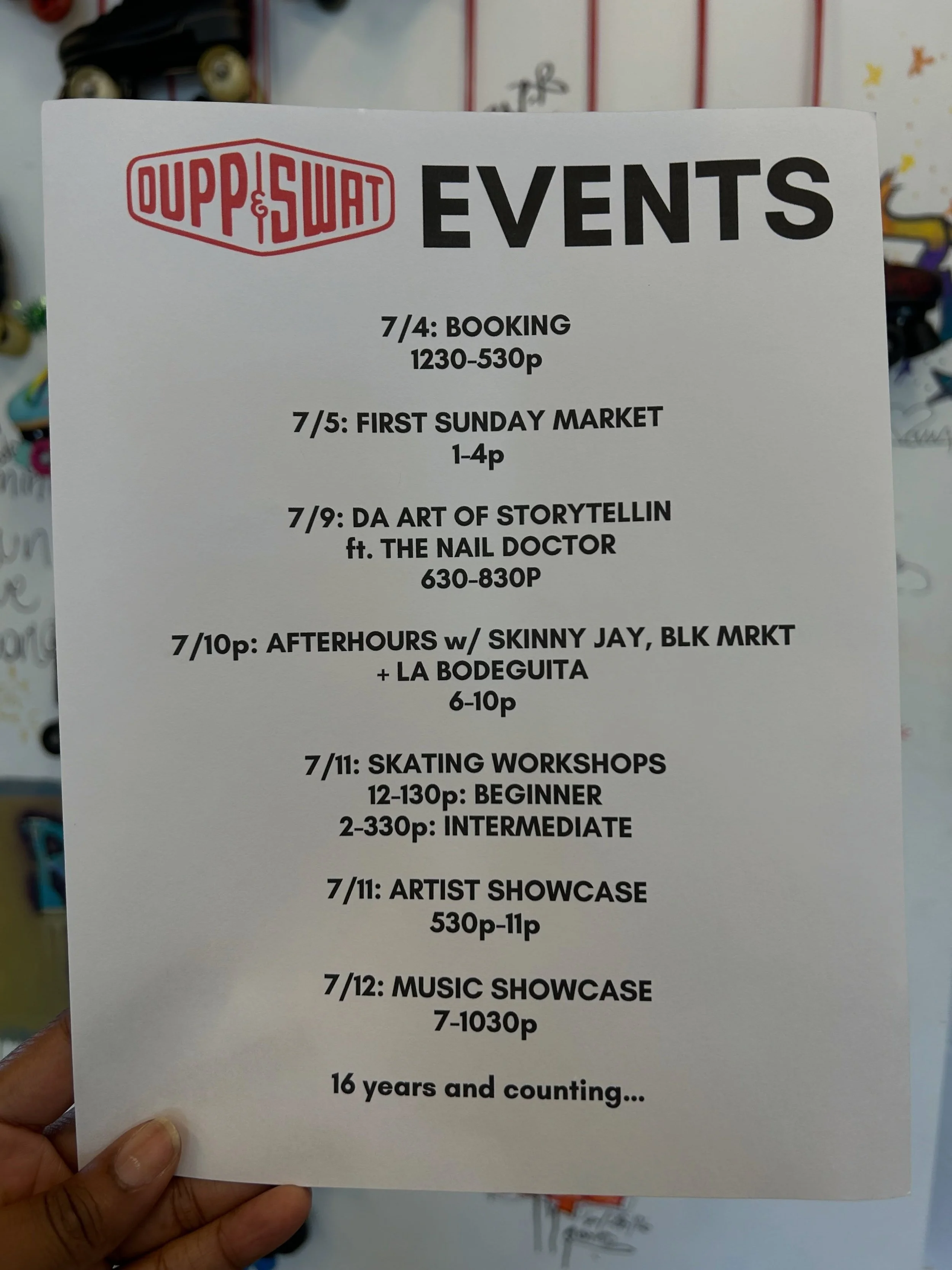 THE LINEUP GOES LIKE THIS:

🎉 7/4: PRIVATE BOOKING, 1230-530p

🎉 7/5: FIRST SUNDAY VENDOR&rsquo;S MARKET, 1-4p

🎉 7/9: @crownkeepers PRESENTS DA ART OF STORYTELLIN ft @thenaildoctorclt, 630-830p

🎉 7/10: AFTERHOURS w/ @skinnyjayandfriends @blkmrk