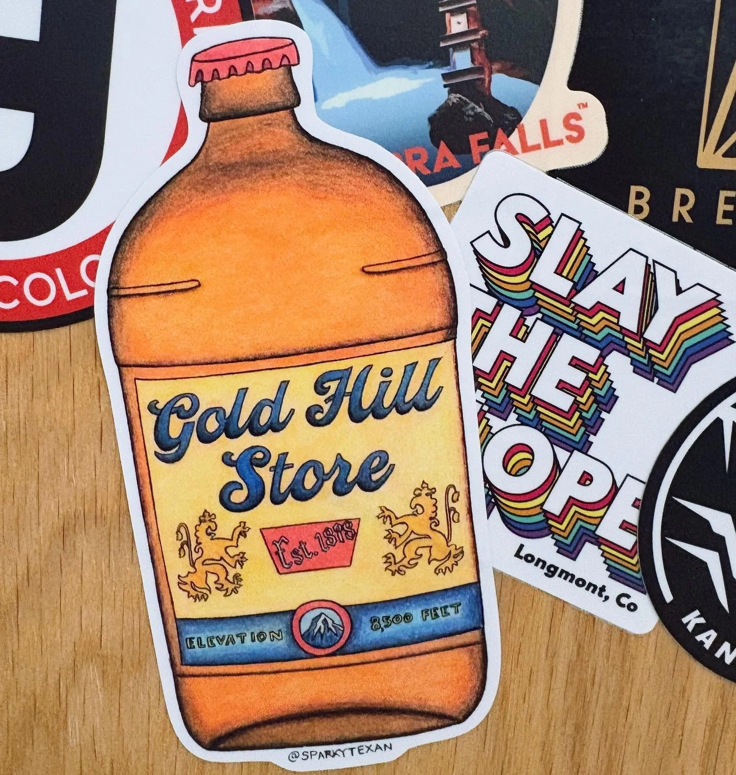 One of our all time favorite stickers and places to hang out and have a couple cold ones❤️
@goldhillstore 
#custom #stickers #brandstory #goldhill #colorado